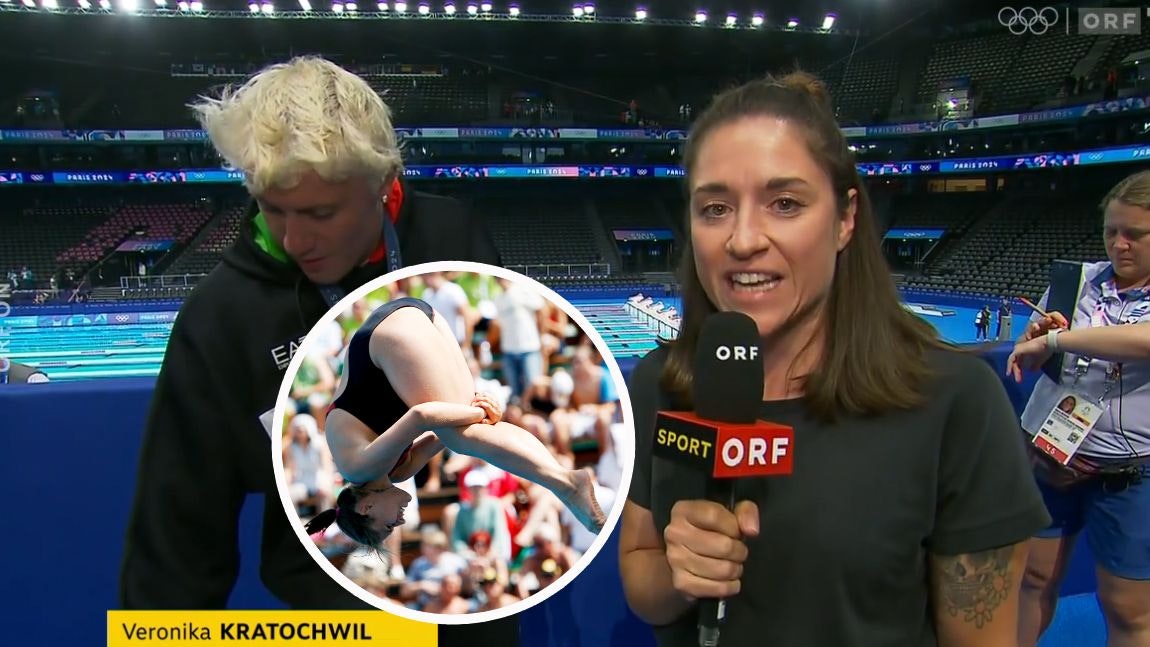Veronika Kratochwil war Wasserspringerin, im Ö3-Wecker und interviewt jetzt die Schwimmstars in Paris.