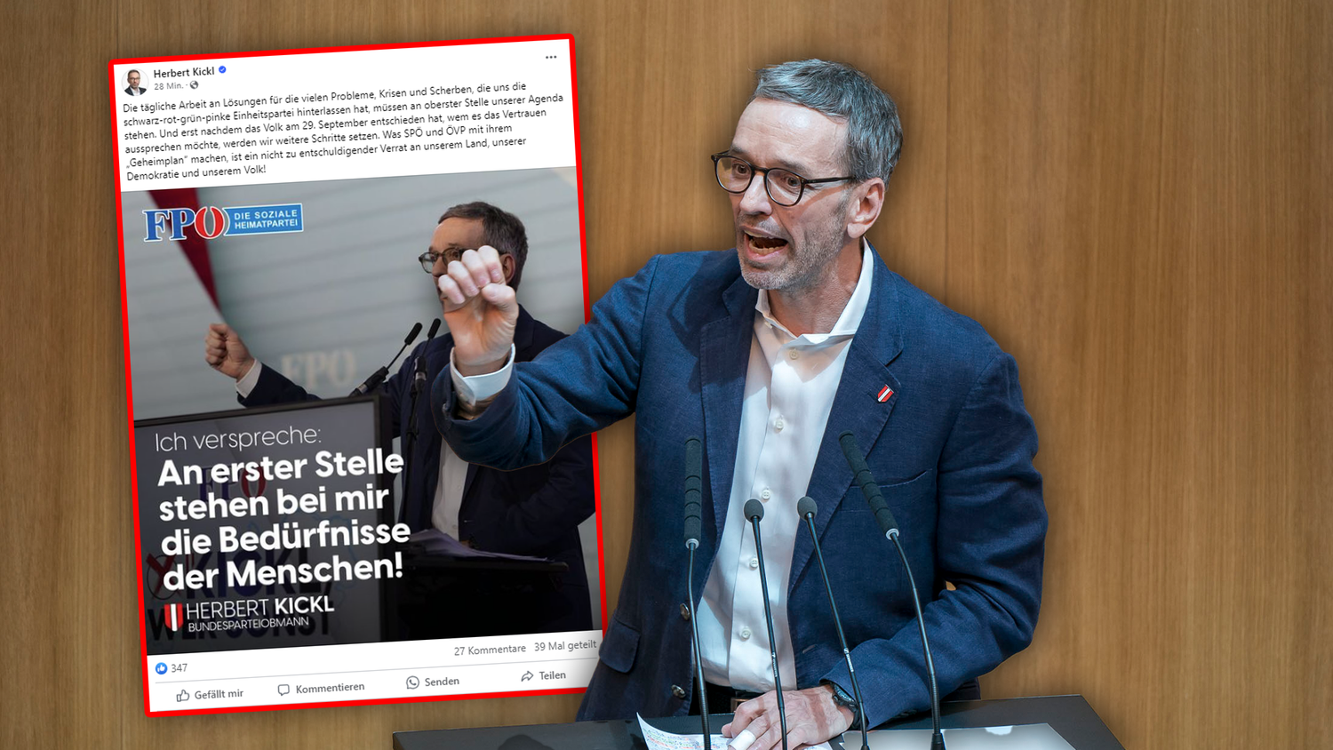 FPÖ-Chef Herbert Kickl wütet erneut gegen den angeblichen 