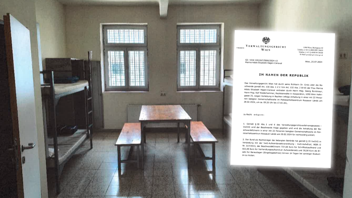 In dieser Zelle saßen 22 Frauen stundenlang fest.