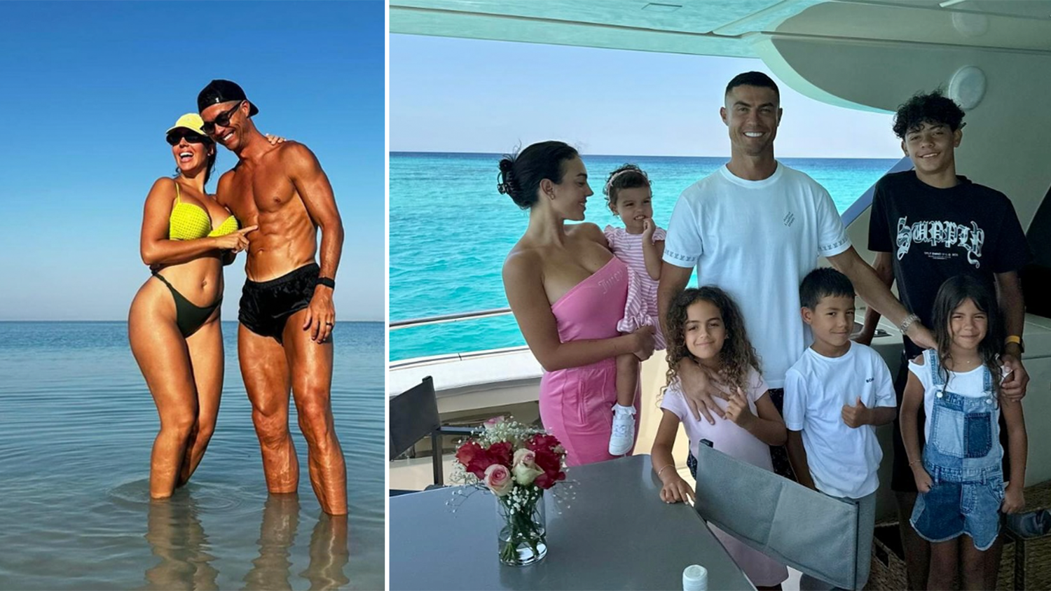 Cristiano Ronaldo und Georgina Rodriguez mit ihren Kindern.