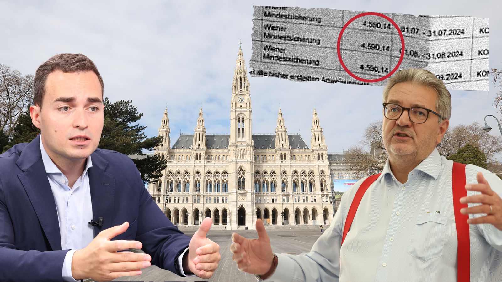 Wüster Schlagabtausch: FPÖ-Klubchef Maximilian Krauss und SPÖ-Stadtrat Peter Hacker fetzen sich wegen der Mindestsicherung.