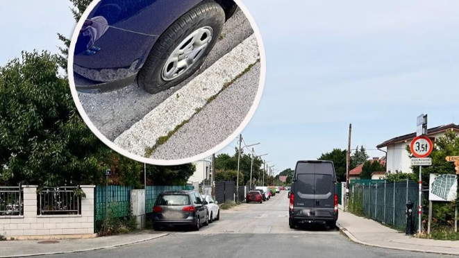 Warnung vor Reifenstecher in der Urselbrunnenstraße, in Wien-Favoriten. Seit April wurden hier mehrere Autos beschädigt.