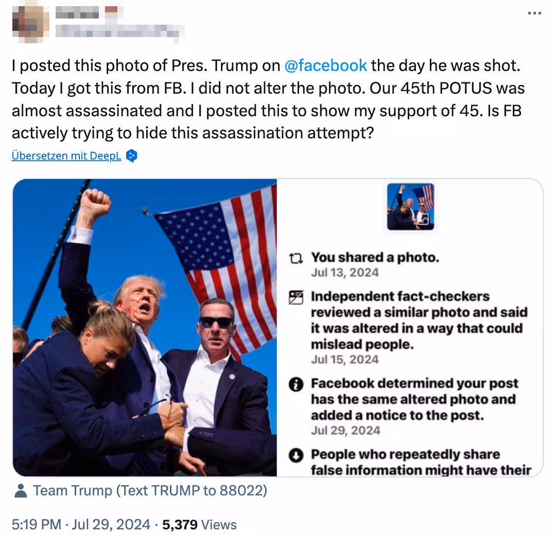 Viele der Posts enthalten Screenshots der Meldungen von Instagram und Facebook.