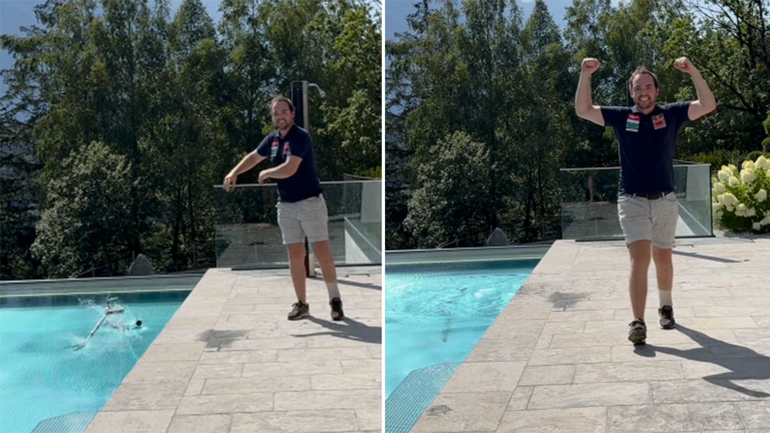 Matthias Walkner warf seine Krücken in den Pool.