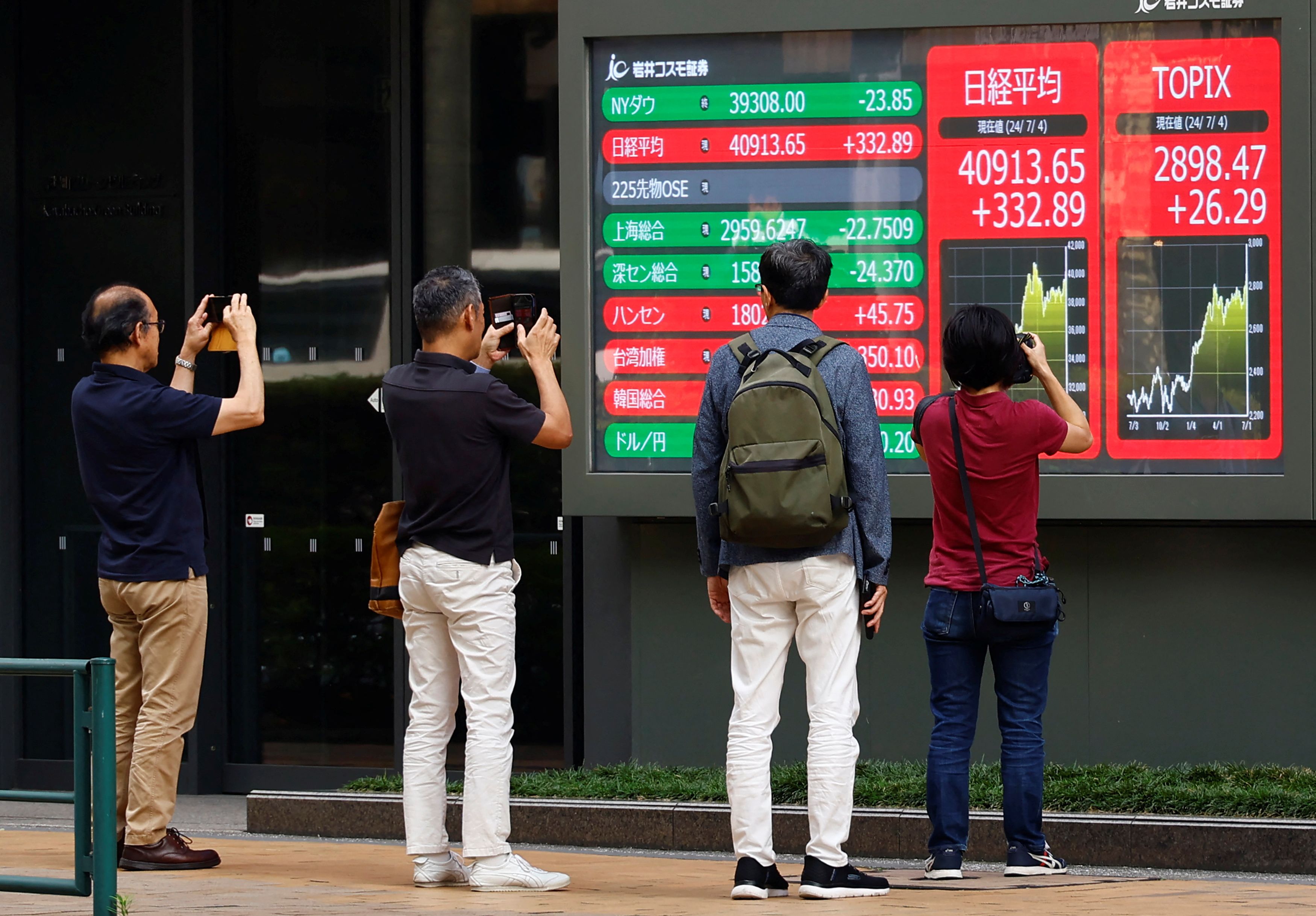 In Japan werden schon wieder knallgrüne Zahlen geschrieben. (Archivbild)