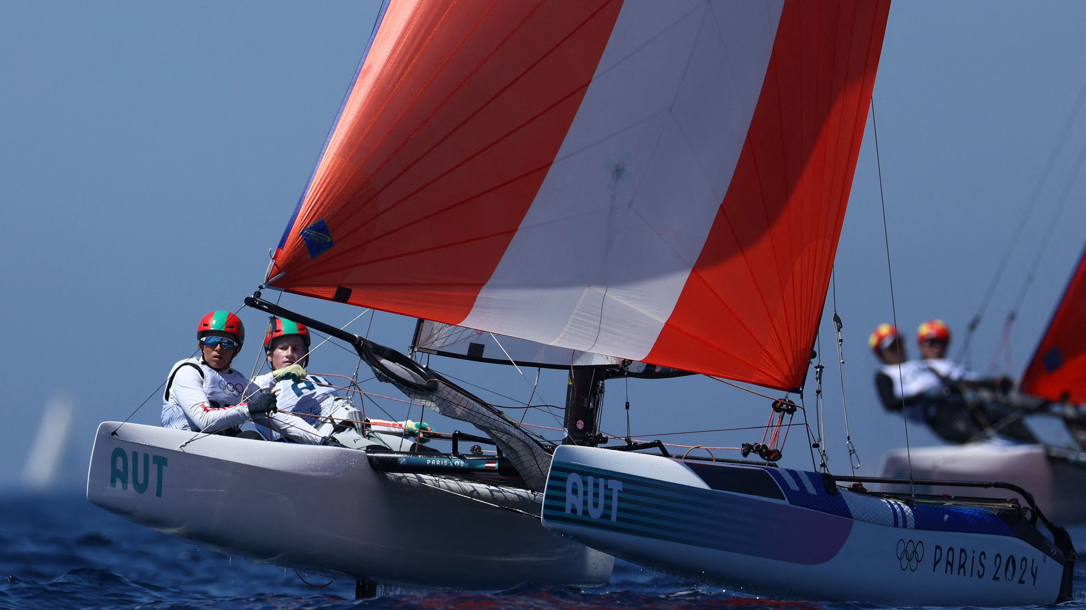 Österreichs Nacra-17-Segelduo Lukas Haberl und Tanja Frank. 
