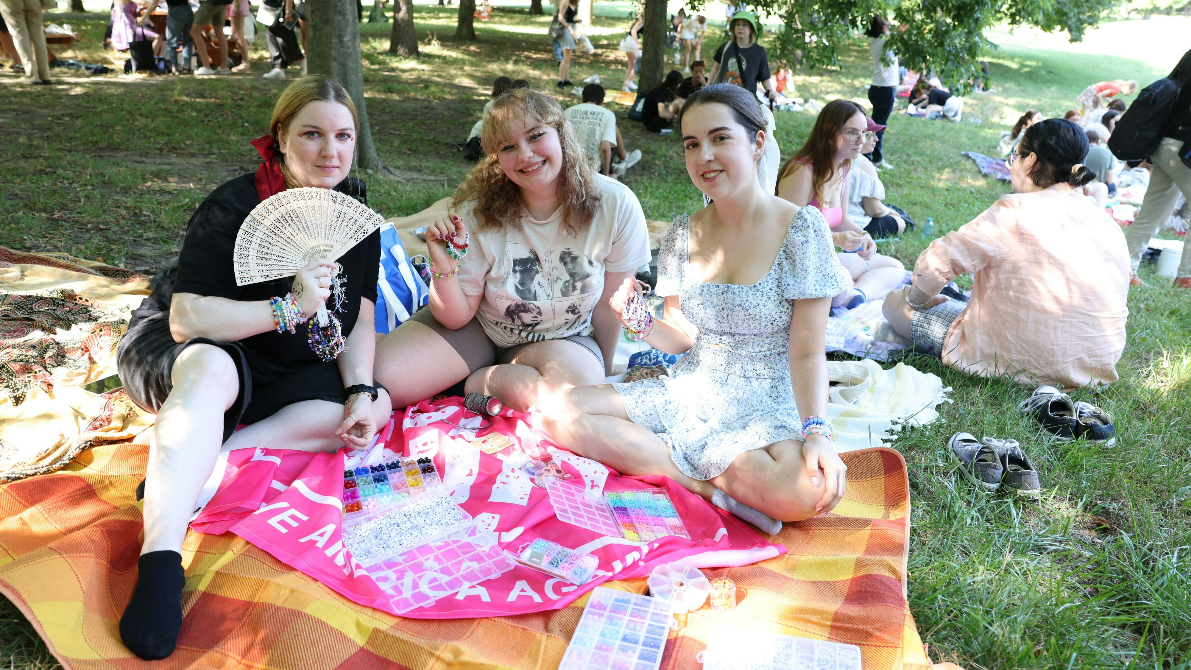 Swifties bei einem Pre-Concert-Picknick im Wiener Prater