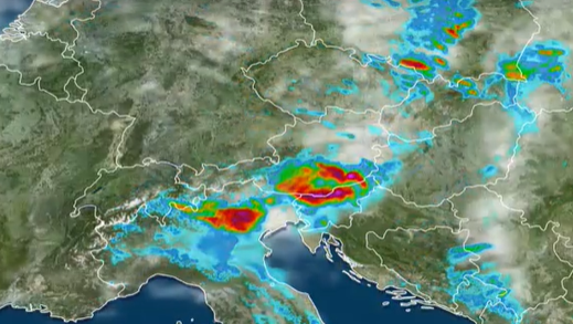 Eine Gewitterfront zieht nach Österreich.