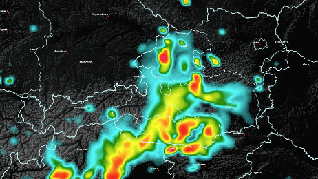 Heute.at - Karte zeigt, wo kräftige Gewitter in Österreich wüten