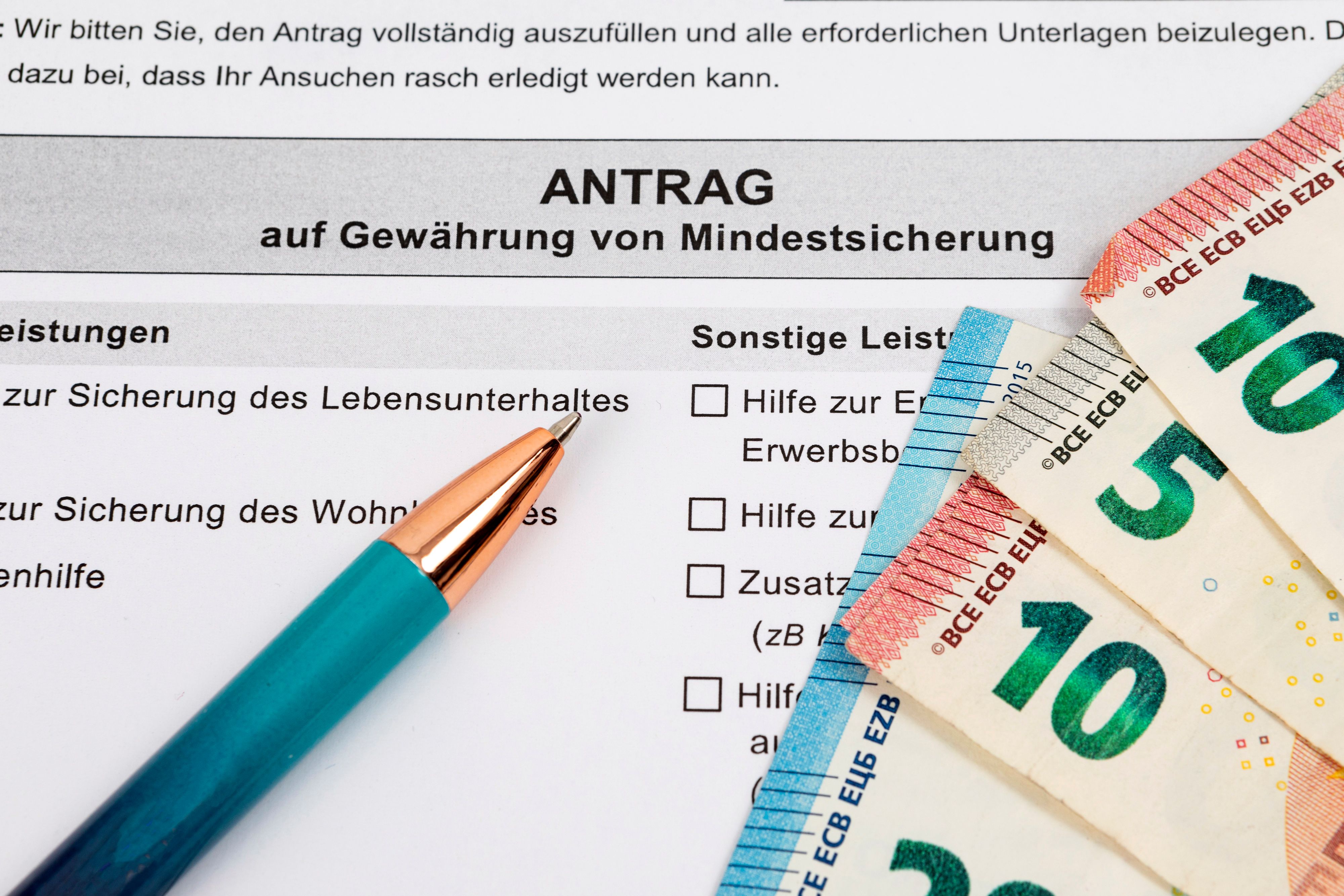 Ein Antrag auf Mindestsicherung.