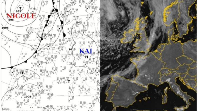 Das sich annähernde Tief Nicole sorgt am Mittwoch für einer erhöhte Gewitterneigung.