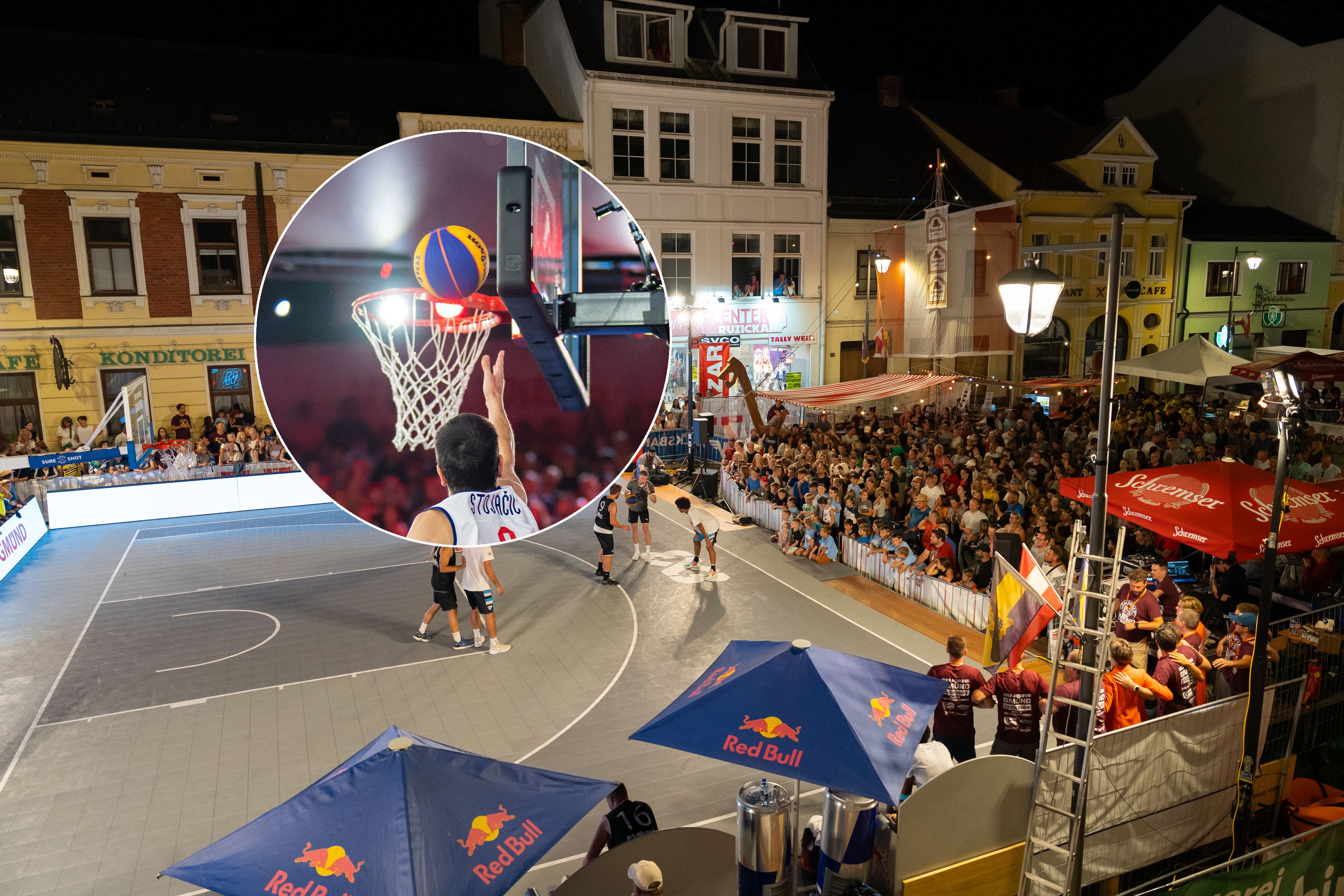 Der Hauptplatz von Gmünd ist am Wochenende Österreichs Basketball-Mekka.