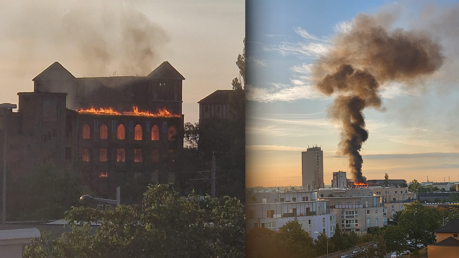 Großbrand in Wien-Umgebung. Die Feuerwehr befindet sich im Großeinsatz.