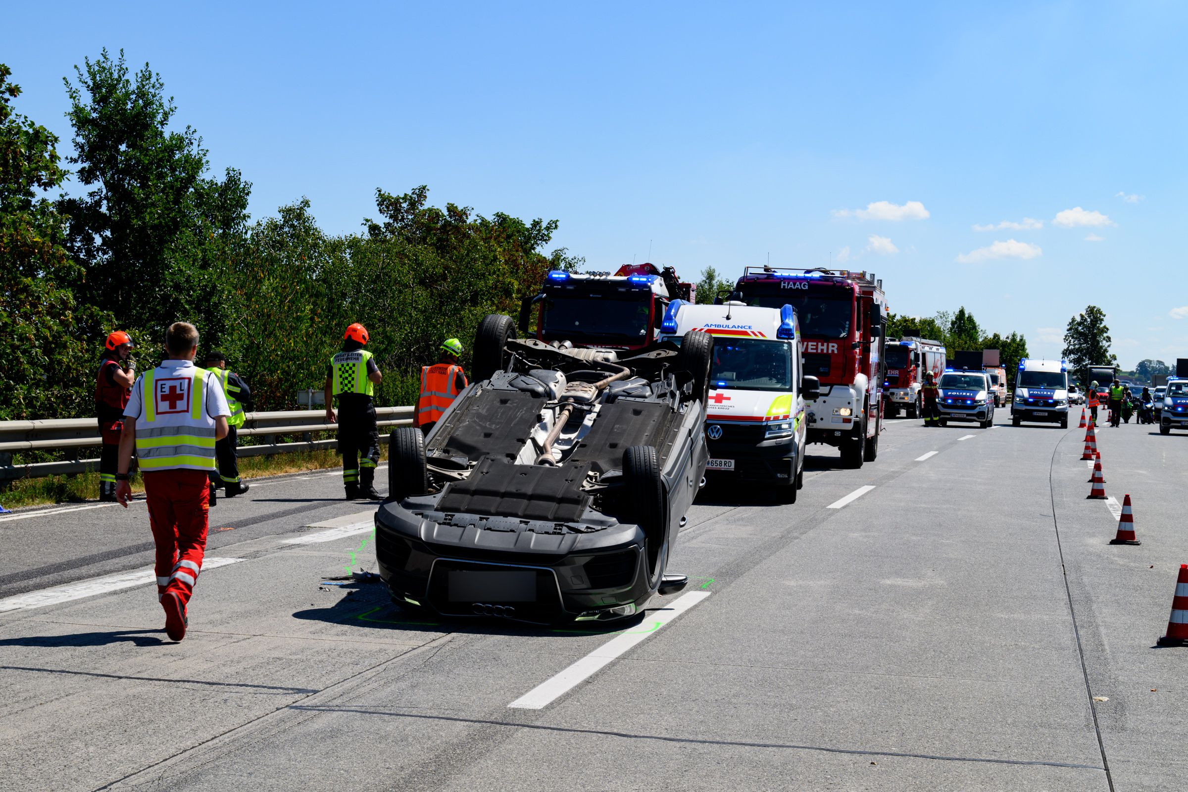Schwerer Unfall auf der A1 forderte vier Verletzte.