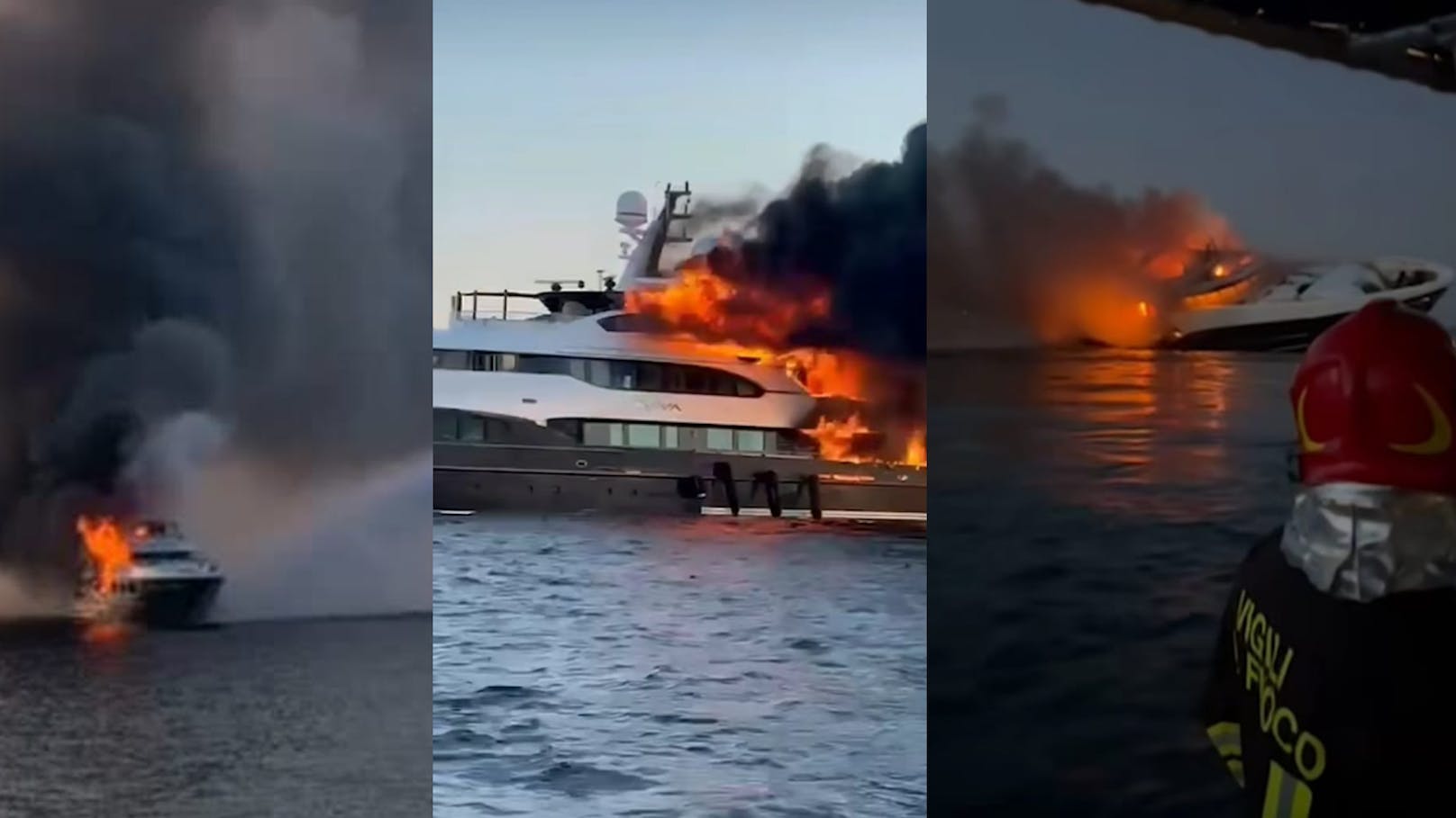 Flammen versenken Millionen-Yacht vor Italien