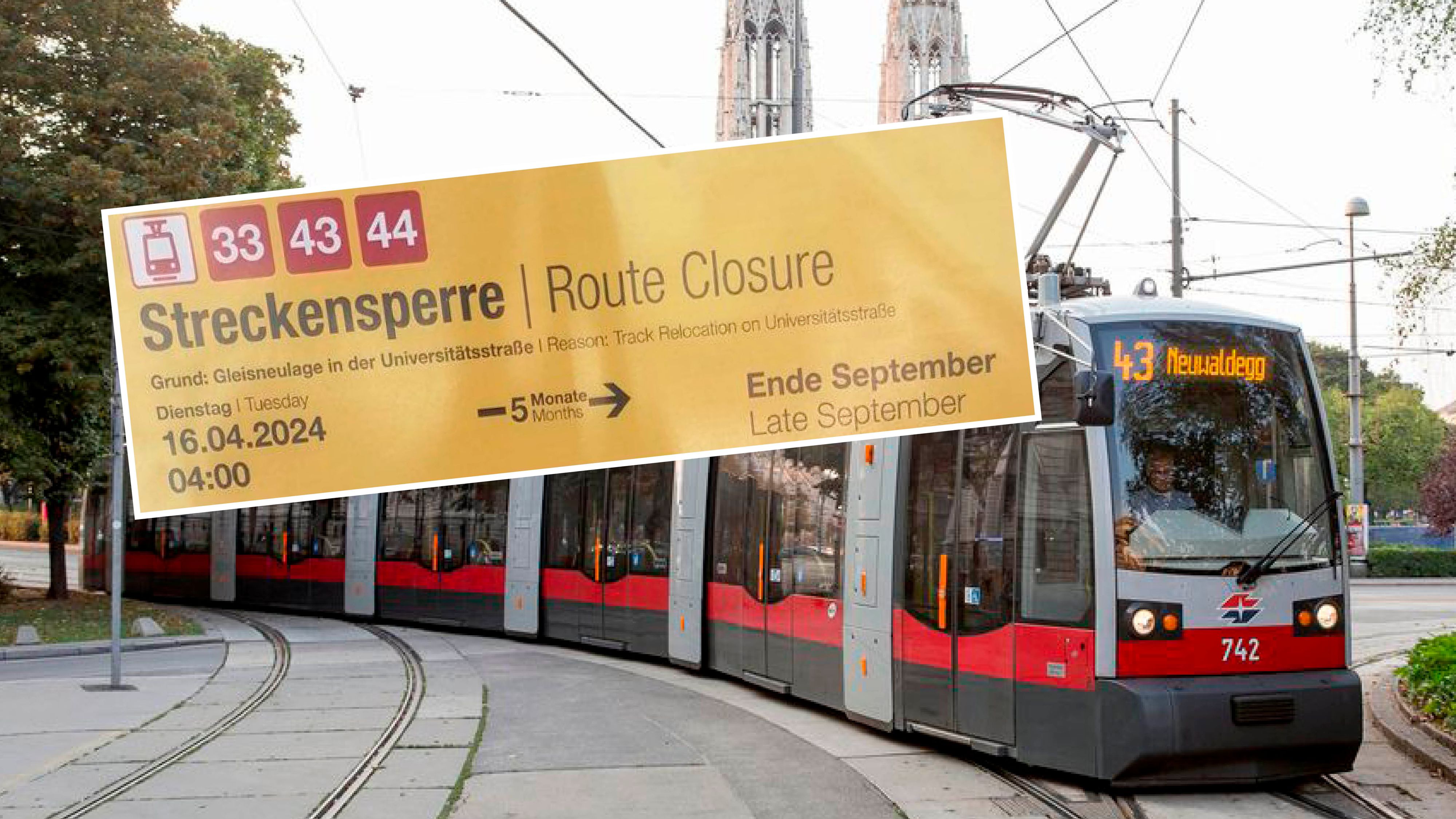 Julia M. aus Hernals ärgert sich maßlos über die Sperre der Straßenbahnlinie 43.