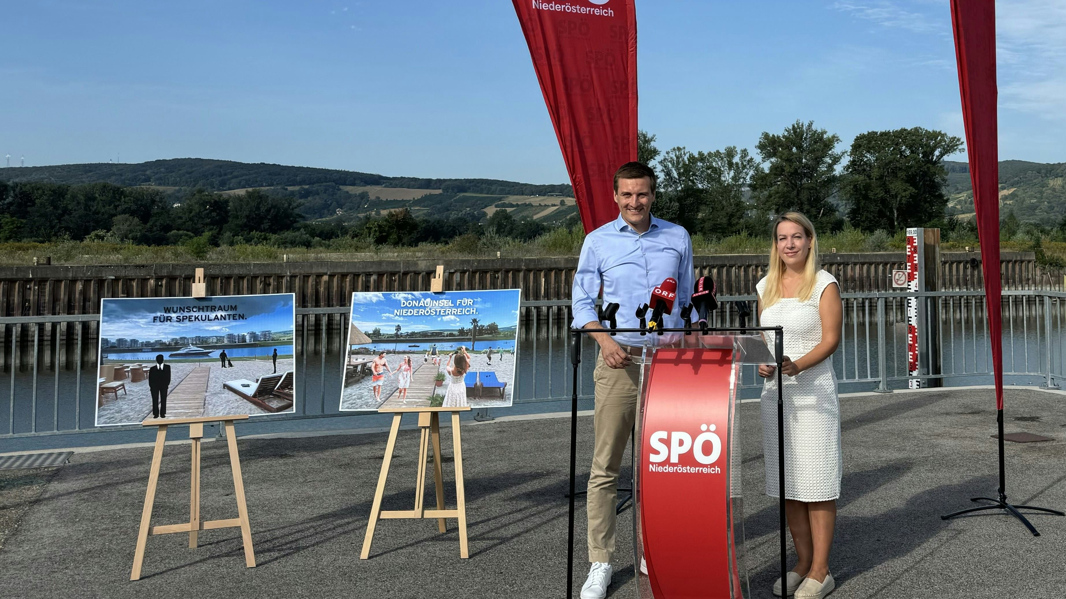Pressekonferenz in Korneuburg – die Werft soll zur Donauinsel für Niederösterreich werden.