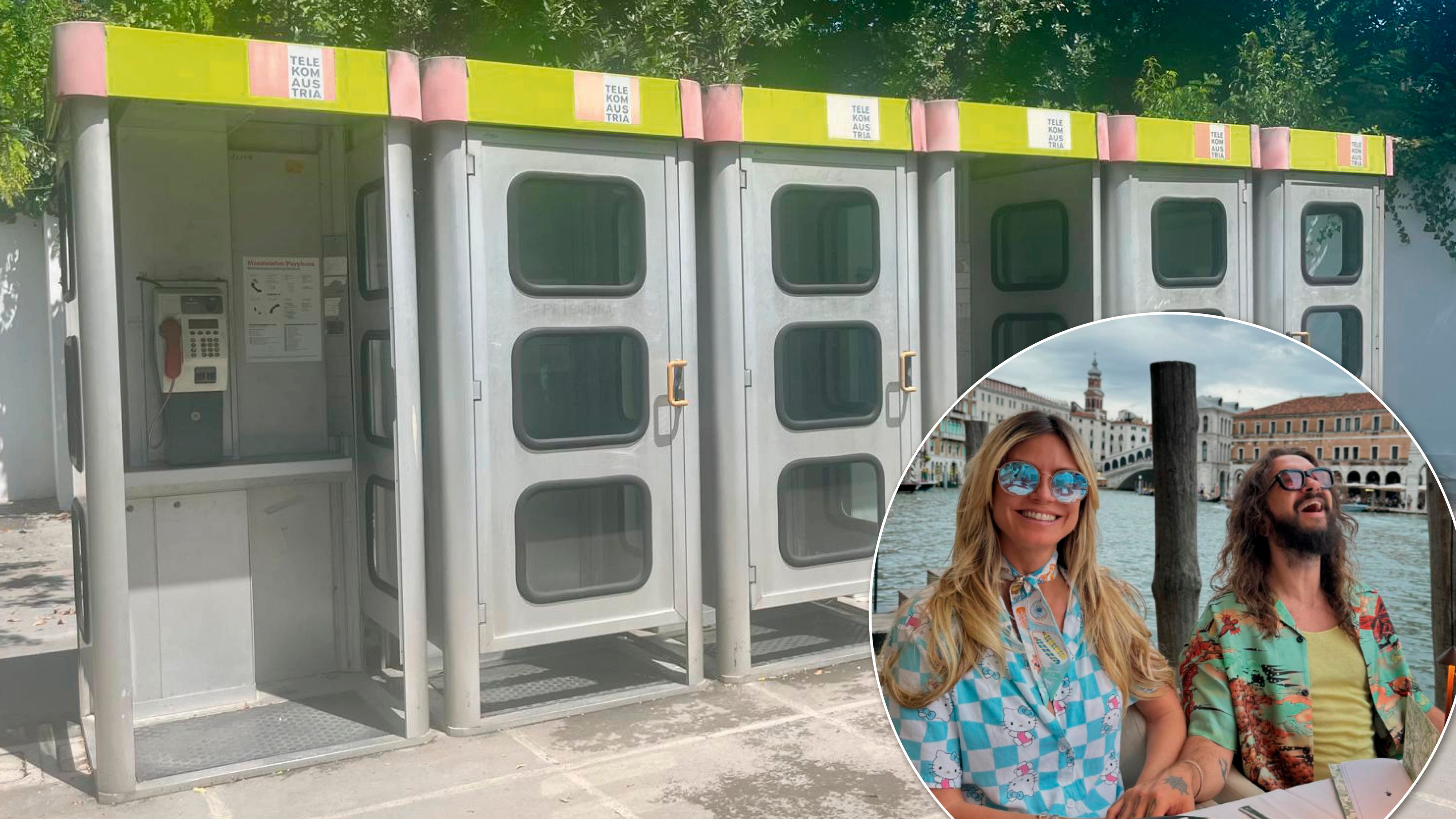 Heidi und Tom ließen es sich am Lido gutgehen; im Bild: eine der schrägen Installationen im Österreich-Pavillon.