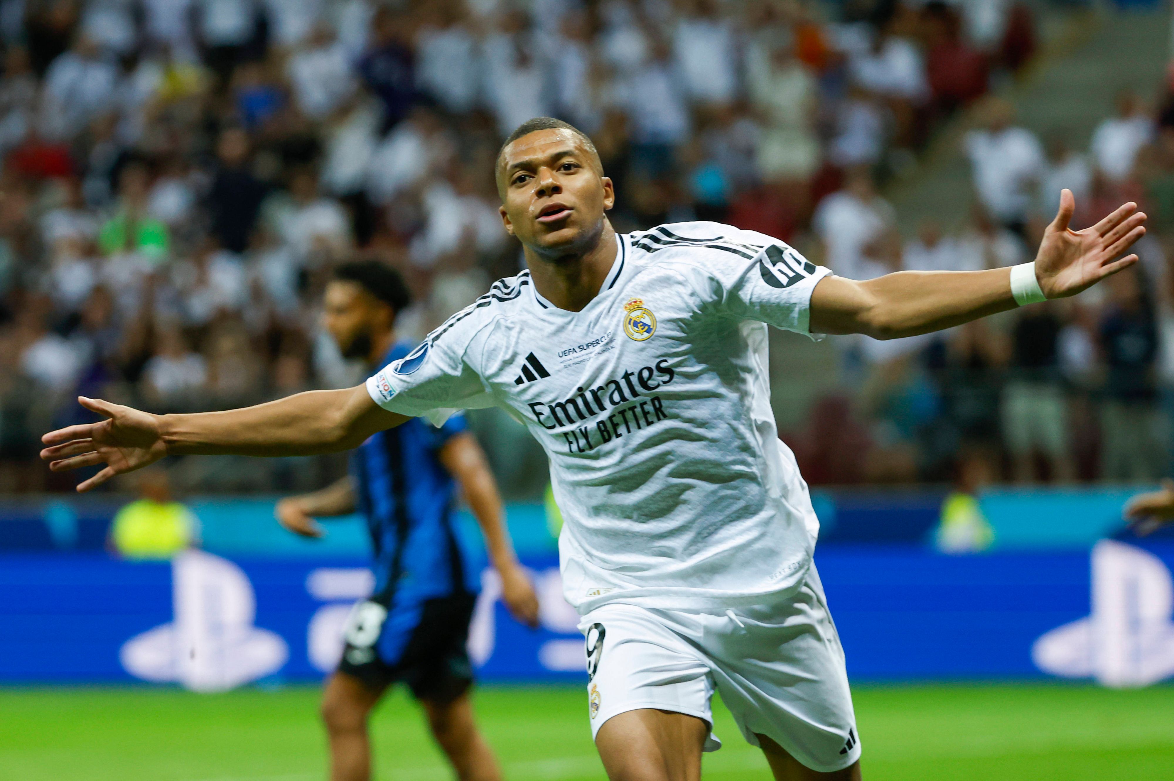 Fußball-Star Kylian Mbappe bei seinem Debüt für Real Madrid. 