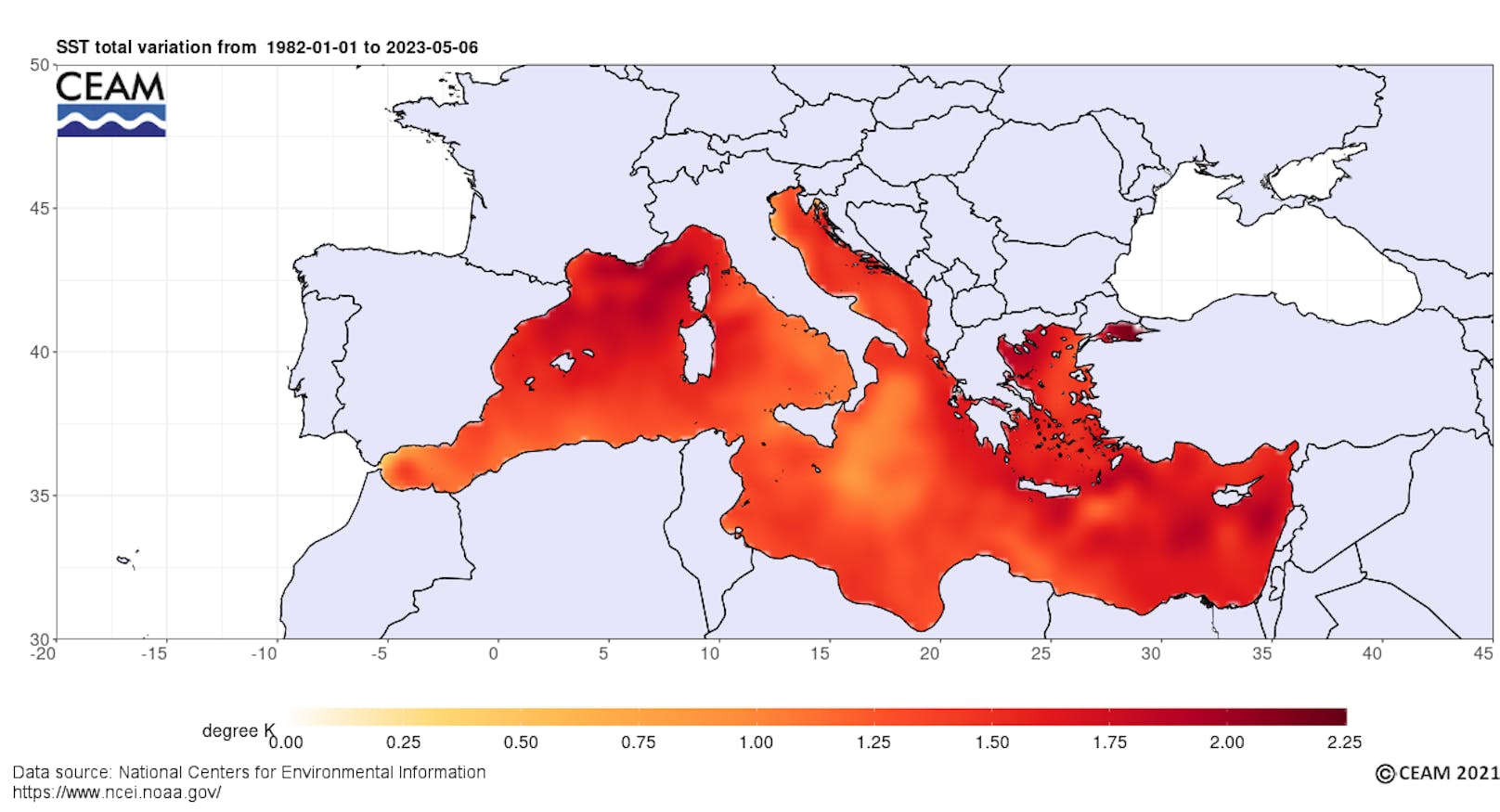 Der Klimawandel schlägt im Mittelmeer voll zu. Mit jedem Jahr heizt sich die Wasseroberflächentemperatur weiter auf.