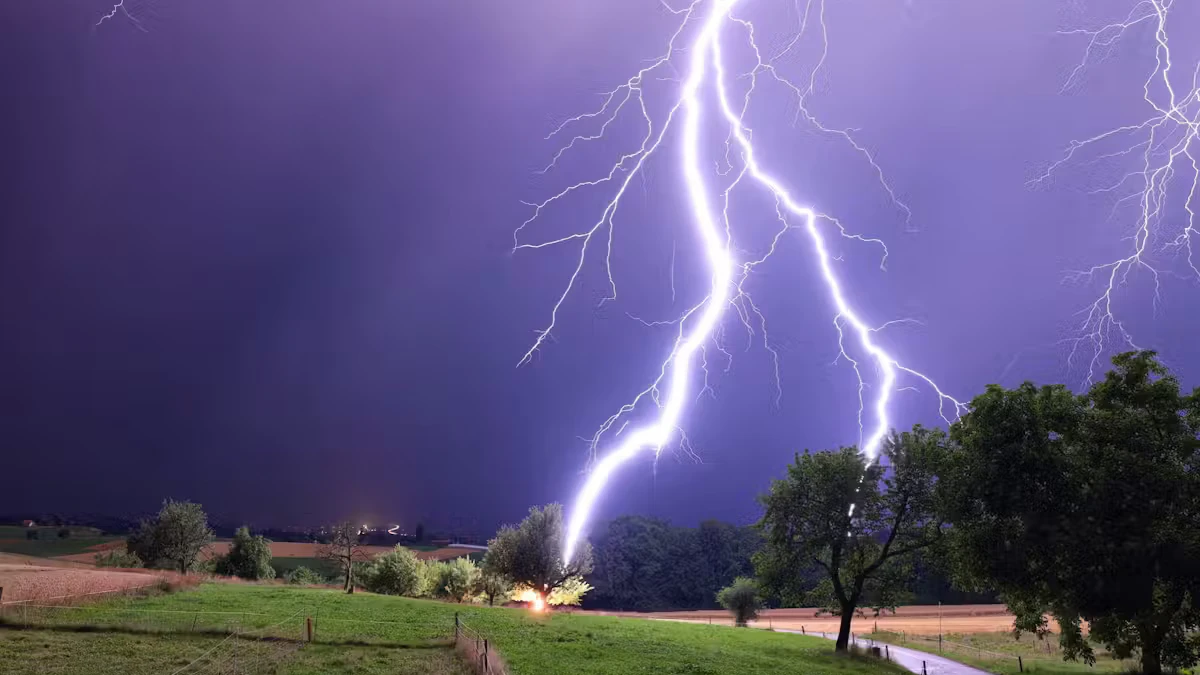 Die beiden Jugendlichen suchten während des Gewitters Schutz unter einem Baum.