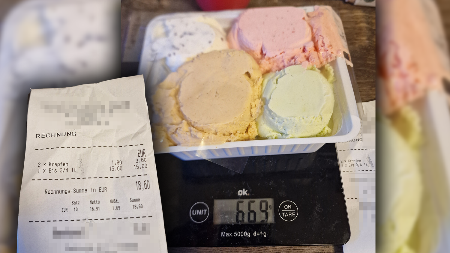 Für eine Eisbox zahlte eine Wienerin 15 Euro. Sie ist der Meinung, dass sie nicht genug Eis für ihr Geld bekommen hat.