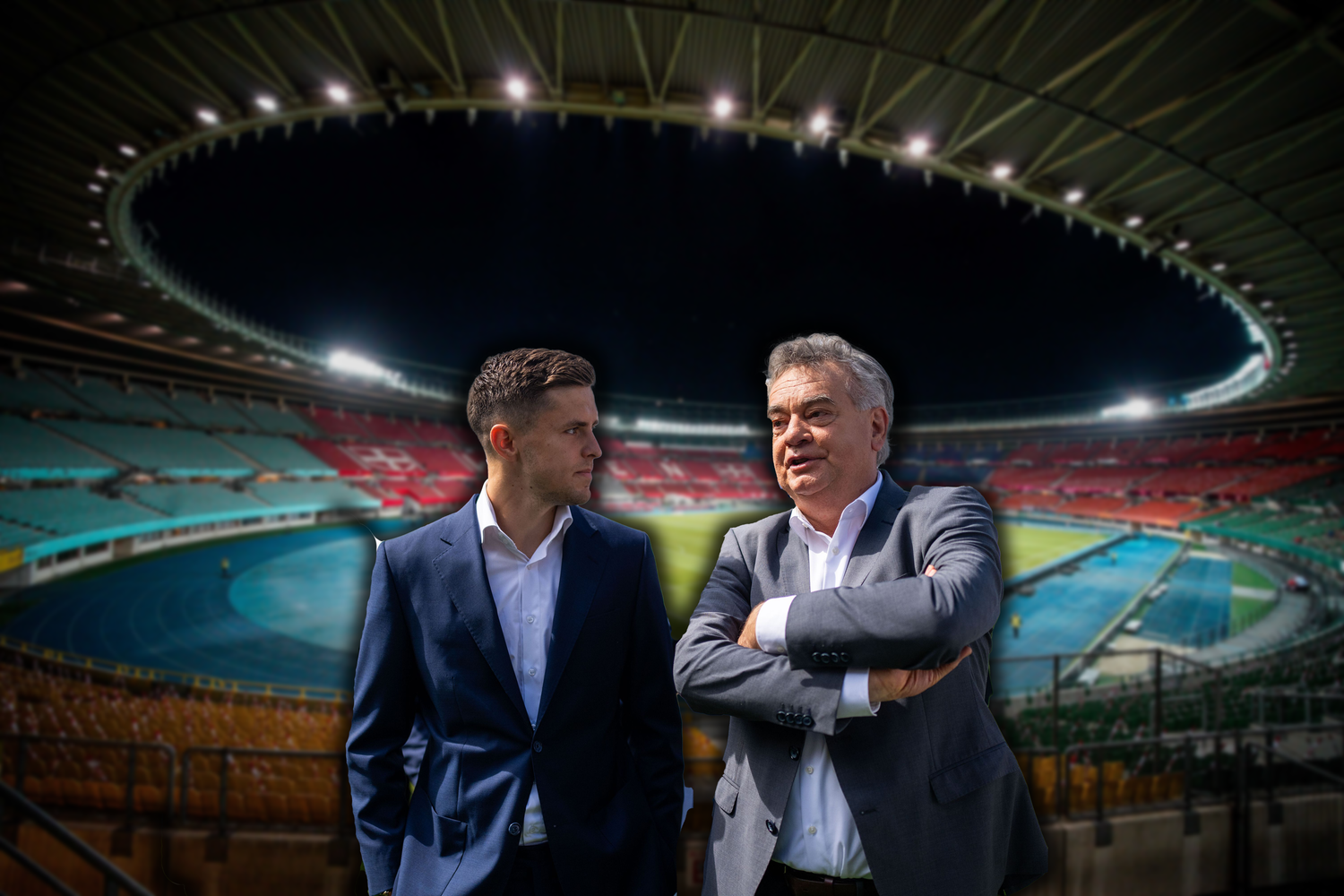 Werden die ÖFB-Stars wie Christoph Baumgartner (l.) weiterhin in Wien spielen? Vizekanzler Kogler (r.) verspricht ein neues Nationalstadion.