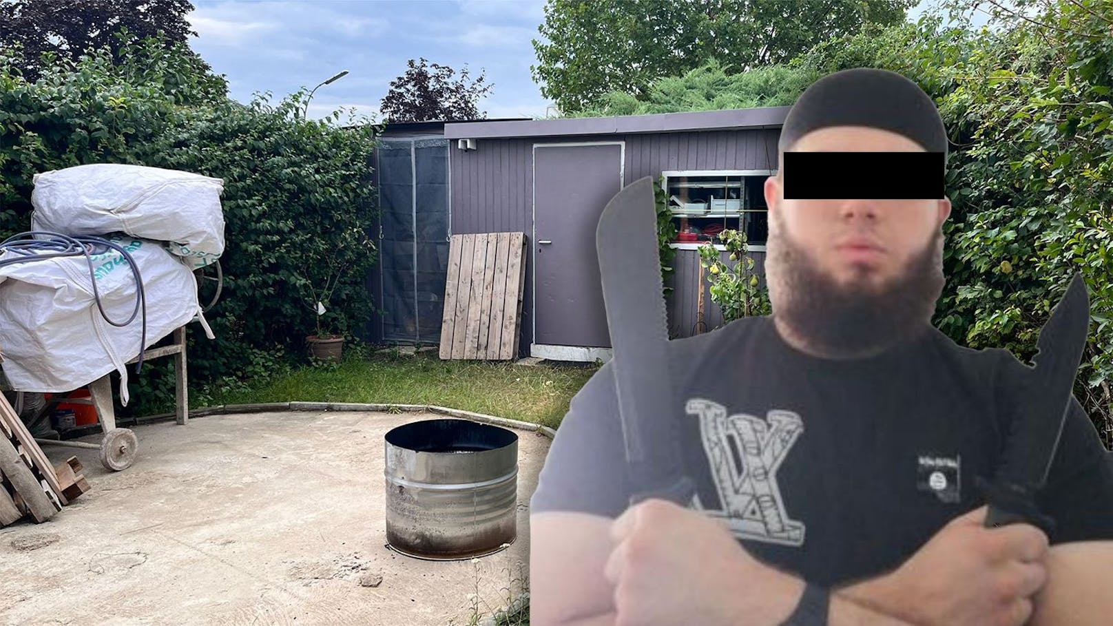 Beran A. (19, o.) soll in seinem Garten in Ternitz versucht haben, Bomben zu bauen. Der Verdächtige (20) und der 19-Jährige kannten sich gut.