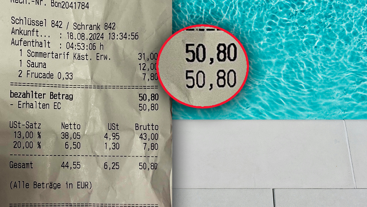 Ein Wiener ärgert sich über die hohen Preise in einem Wiener Schwimmbad.