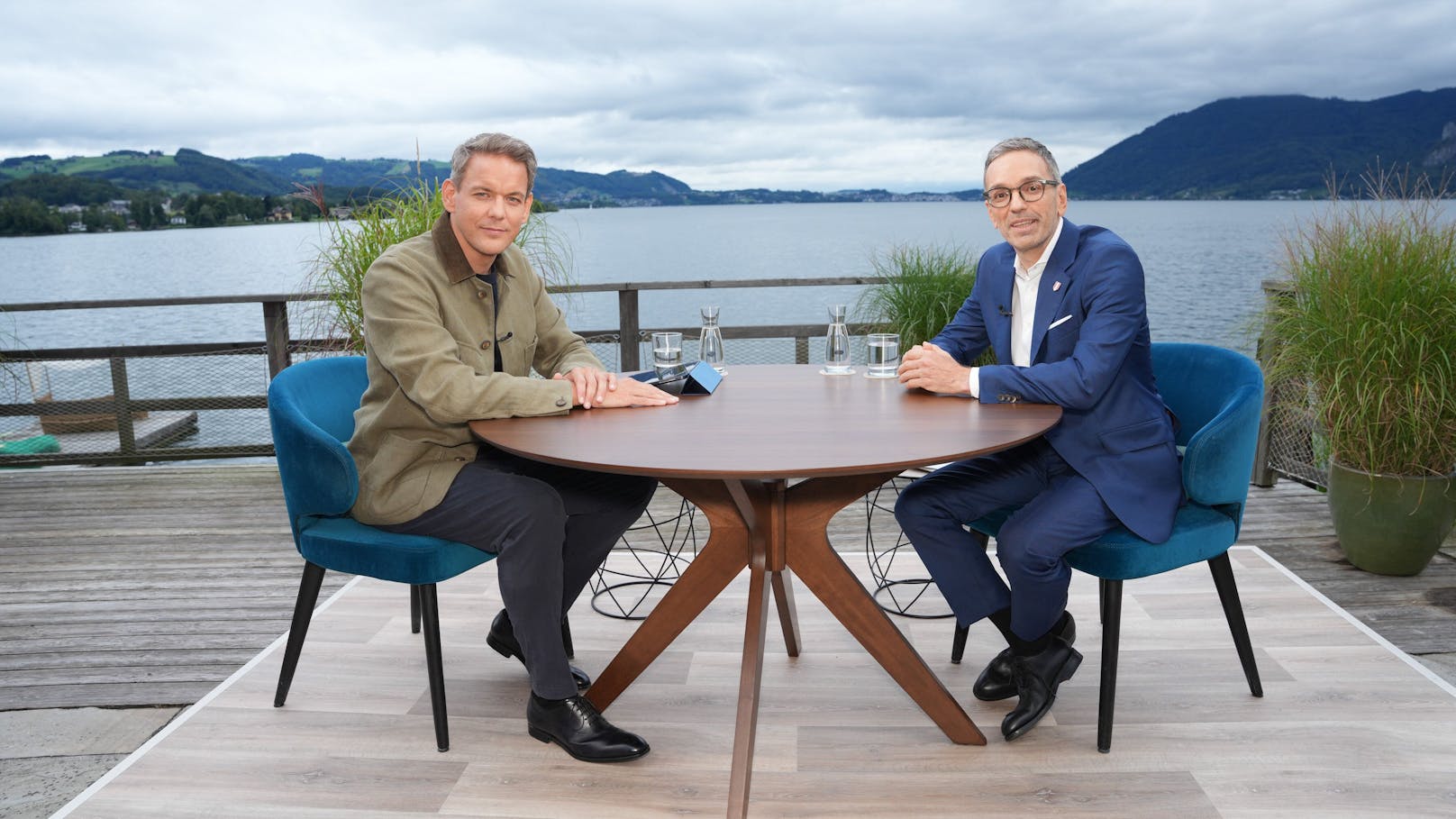 FPÖ-Chef Herbert Kickl zu Gast im ORF-Sommergespräch 2024 bei Martin Thür am Traunsee (OÖ)