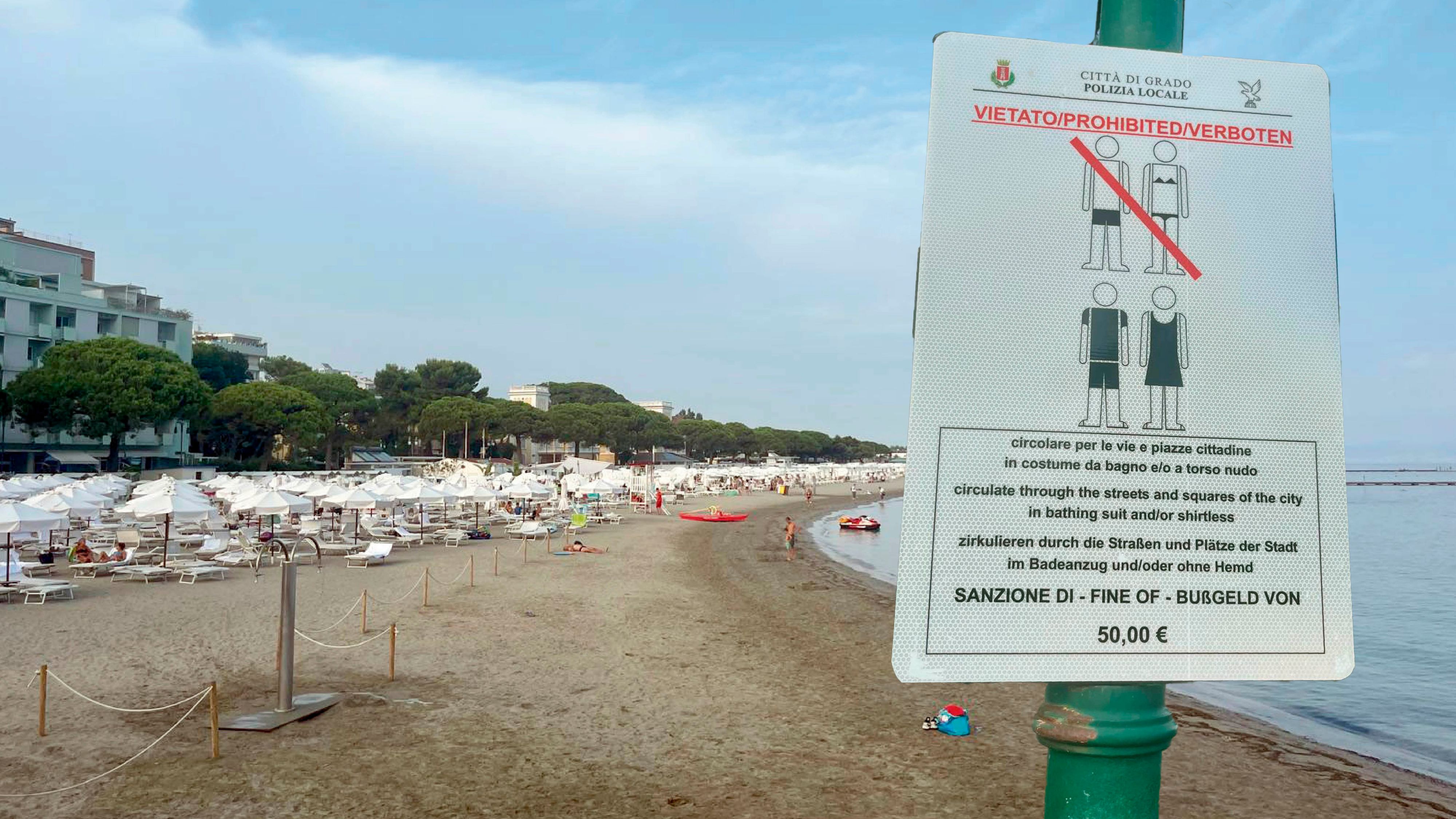 Neben Lignano hat auch Grado keine Freude mit Touristen in Badekleidung.