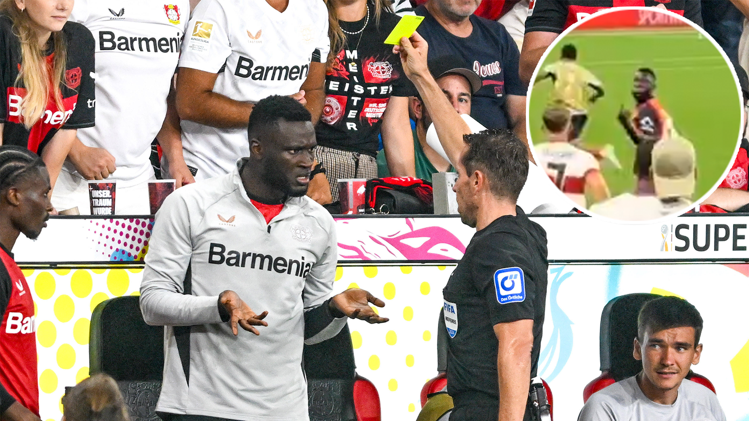 Der Jubel von Victor Boniface nach den Supercup-Sieg hat ein Nachspiel.