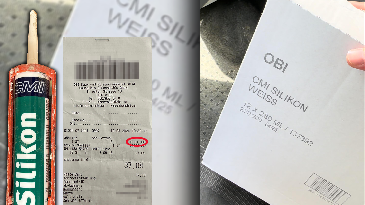Für eine Kiste Silikon zahlte ein Wiener beinahe 10.000 Euro. Obi klärt jetzt auf.