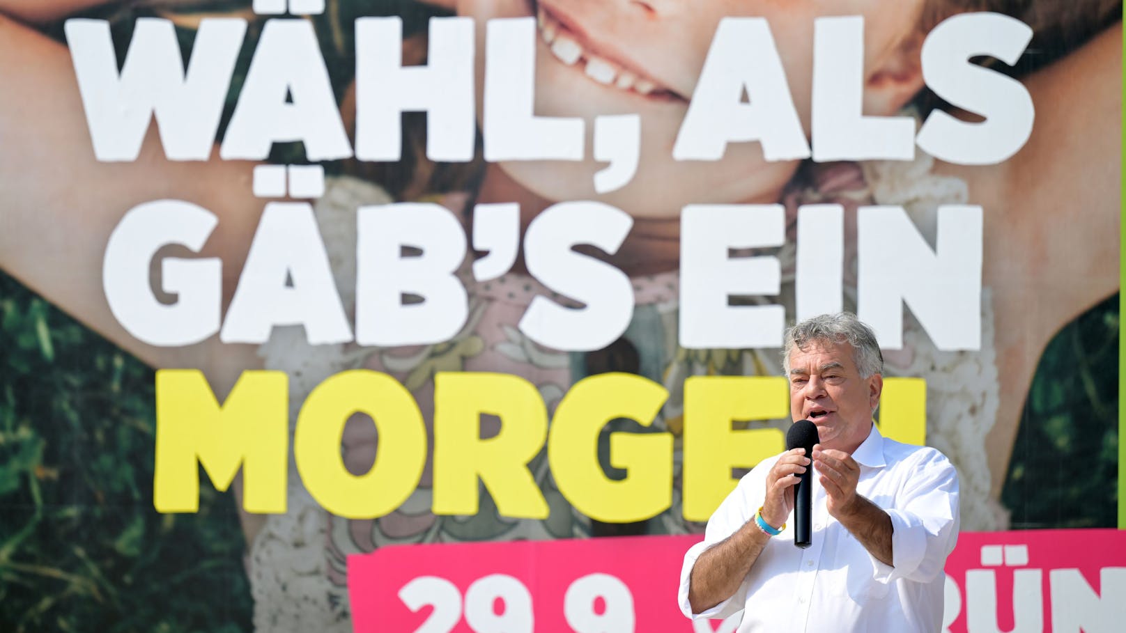 Kogler tobt bei Plakatpräsentation gegen FPÖ, ÖVP & SPÖ