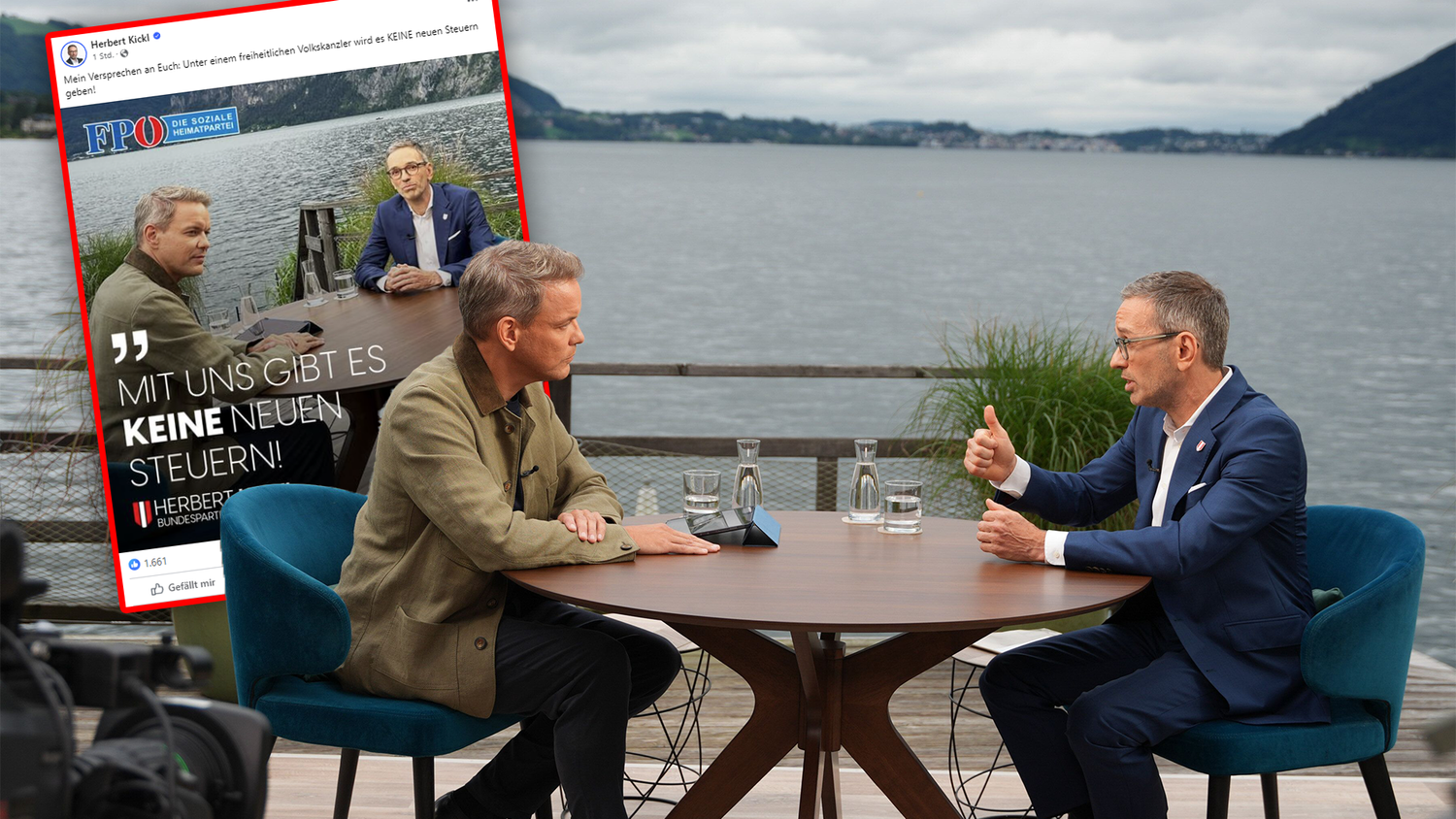 FPÖ-Chef Herbert Kickl versicherte im ORF-Sommergespräch mit Martin Thür, dass es unter ihm keine neue Steuern geben werde.