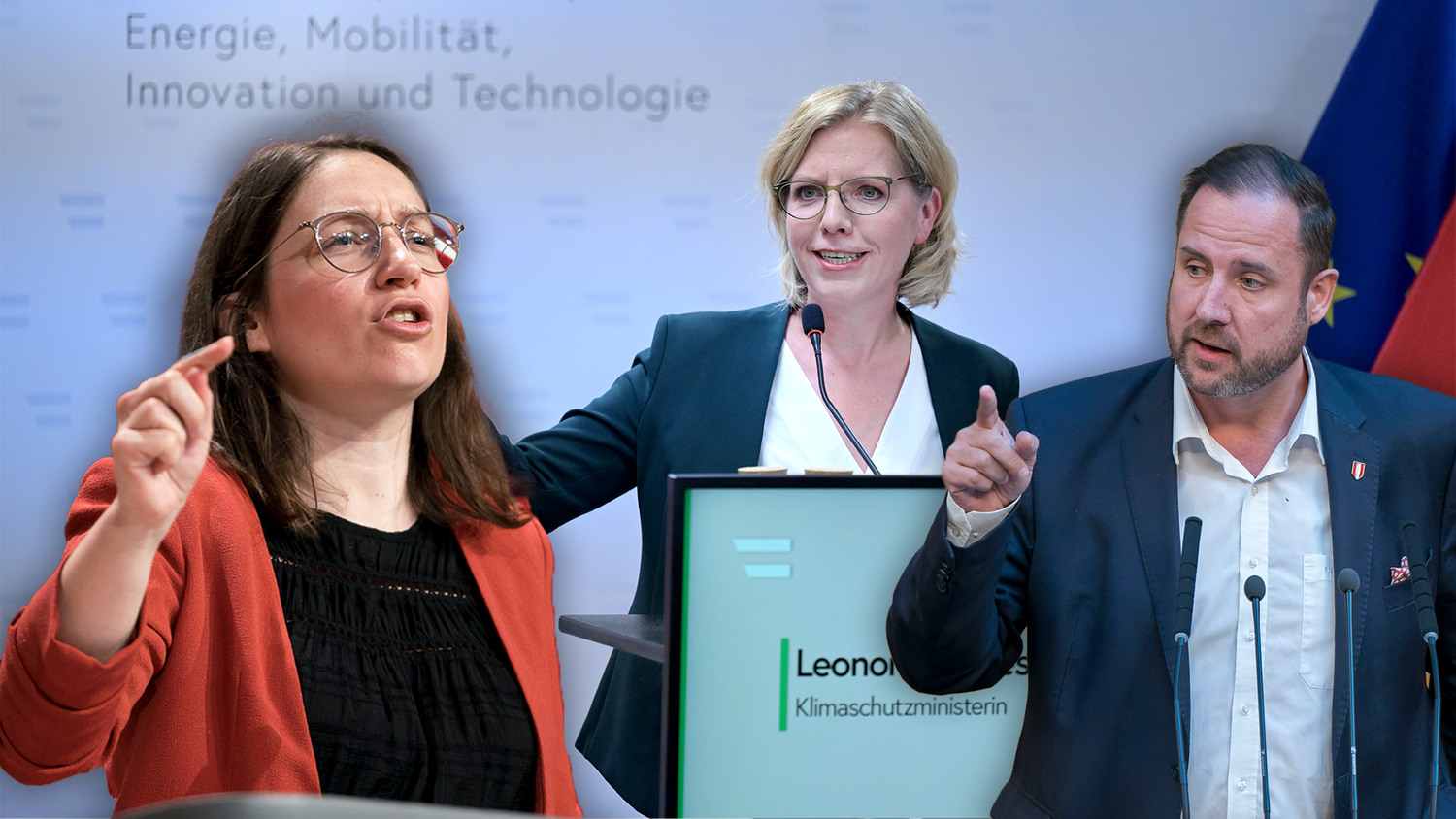 SPÖ-Umweltsprecherin Julia Herr und FPÖ-Generalsekretär Christian Hafenecker kritisieren den Energie- und Klimaplan von Umweltministerin Leonore Gewessler scharf.