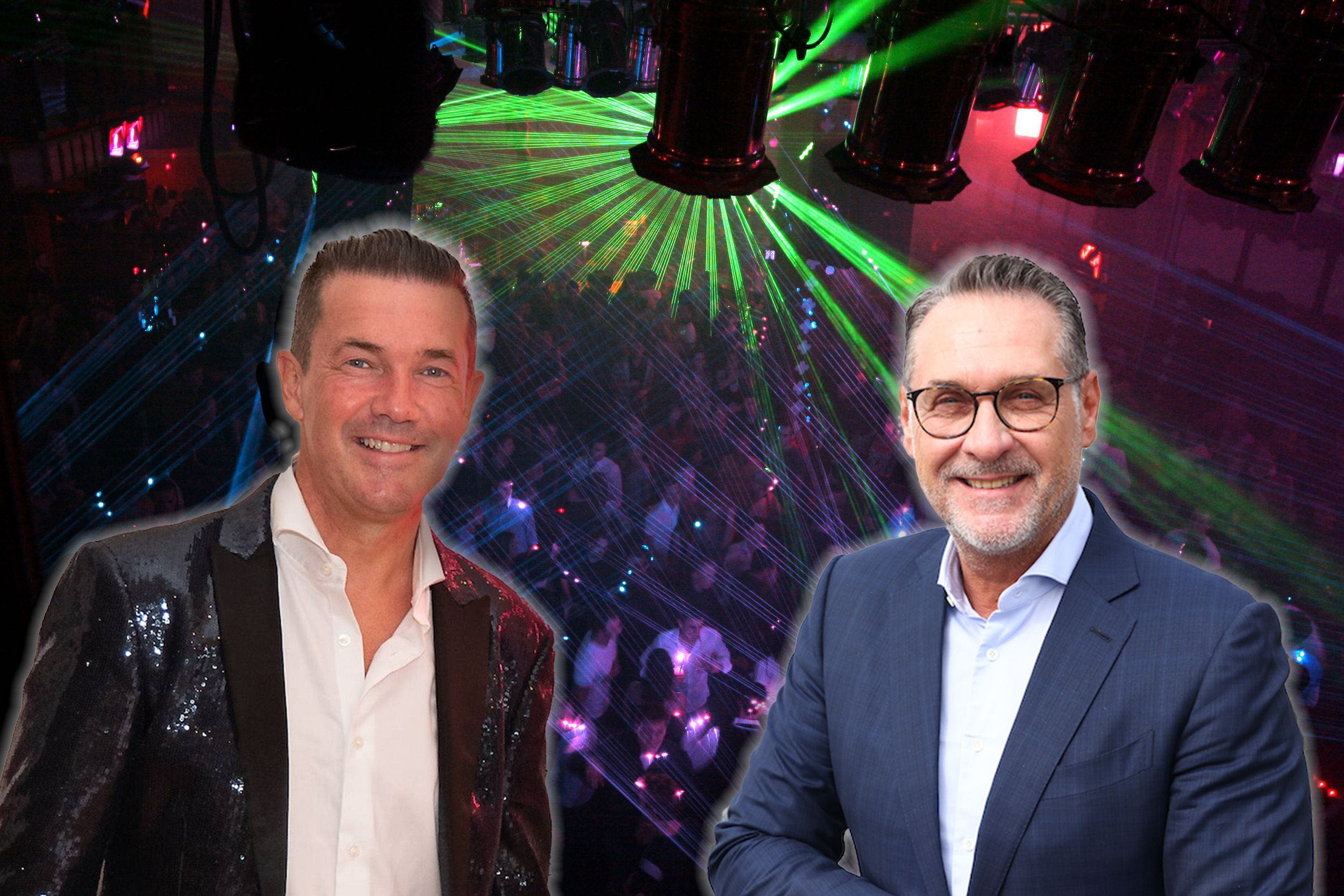 Club-Boss Holger Pfister (l.) würde Heinz-Christian Strache an der seiner Türe im Wiener Praterdome nicht abweisen.