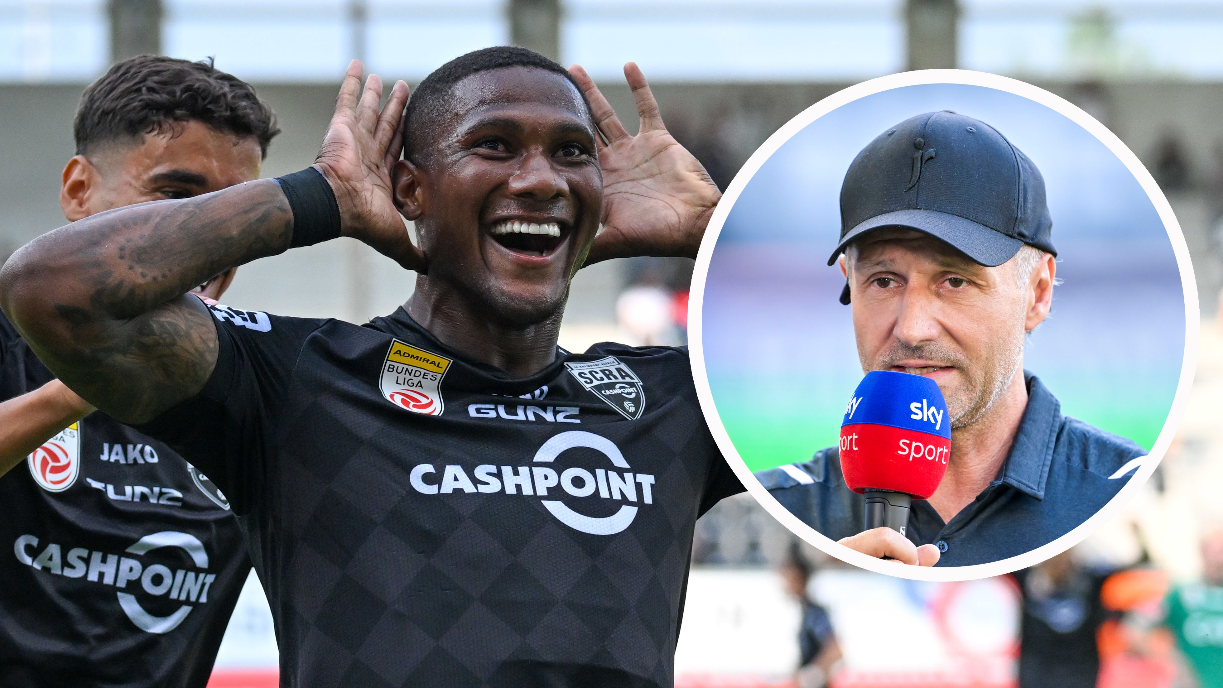 Roland Kirchler (r.) über Tor-Garant Gustavo Santos.