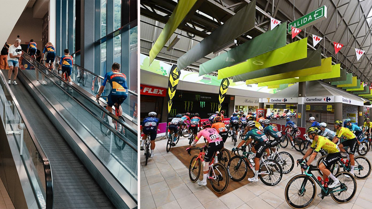 Der Start der sechsten Vuelta-Etappe erfolgte in einem spanischen Supermarkt. 