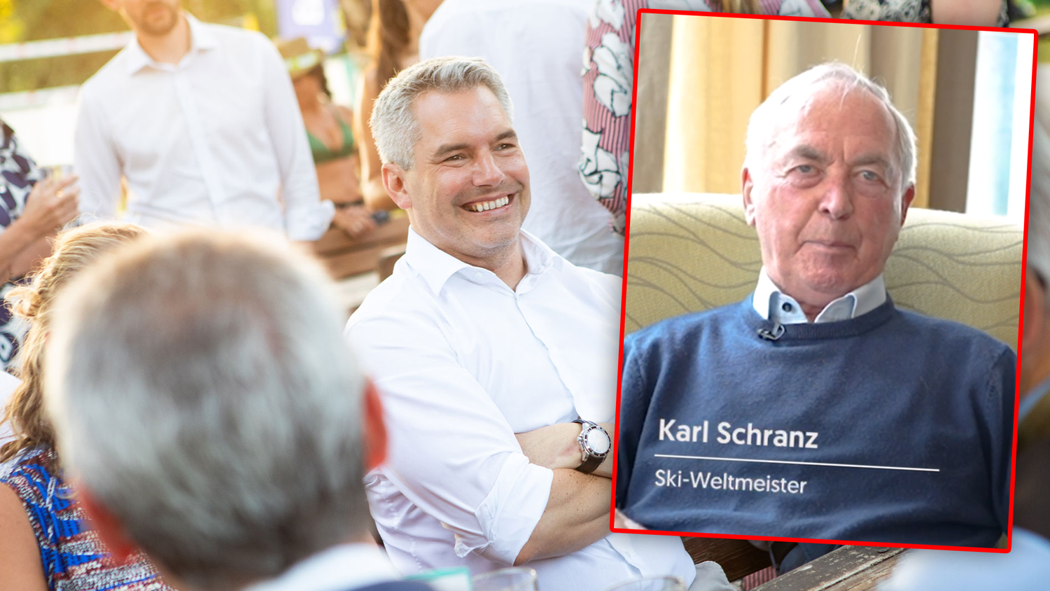 Ski-Legende und dreifacher Weltmeister Karl Schranz spricht seine Unterstützung für Bundeskanzler Karl Nehamemr aus.