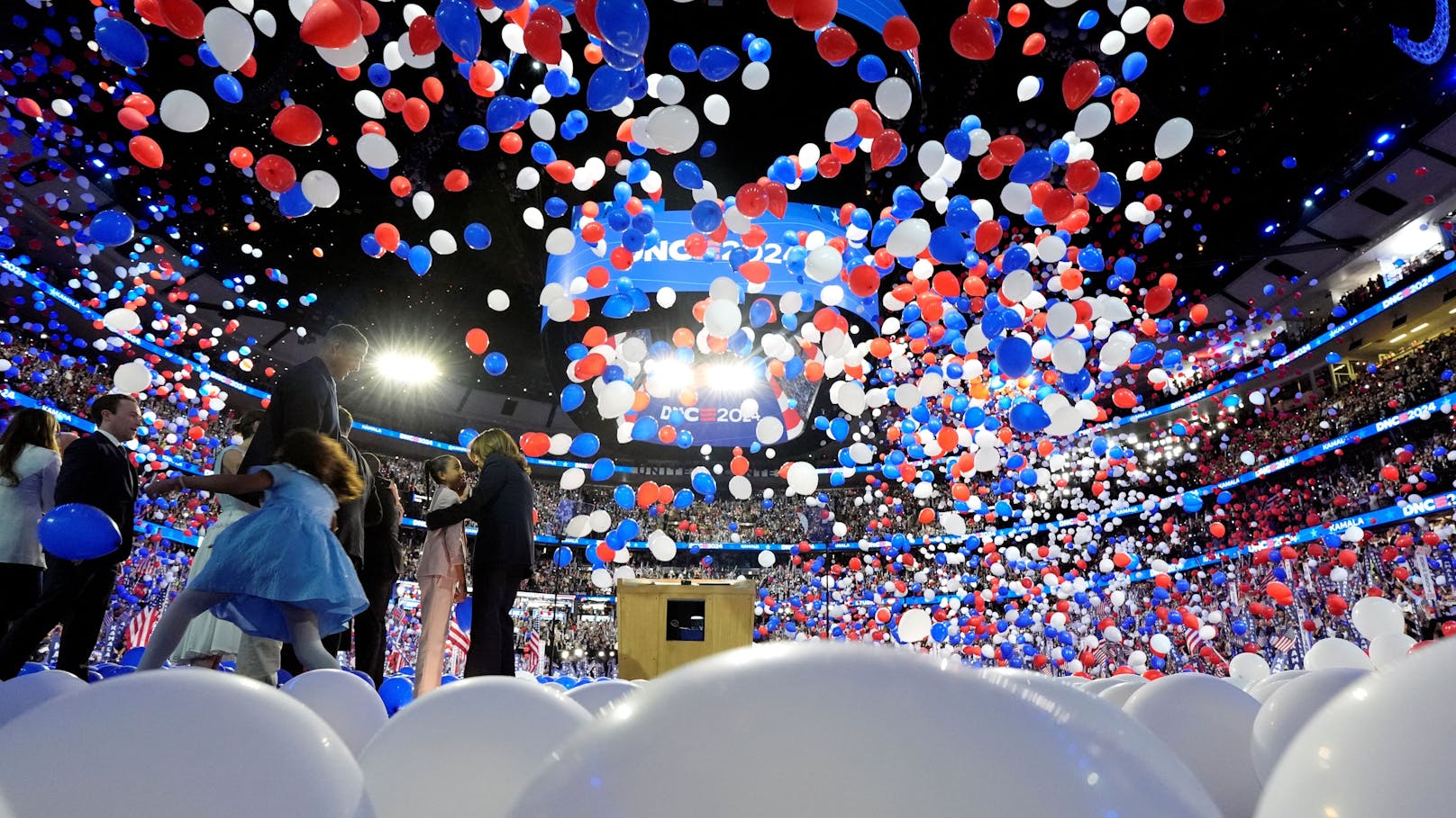 Kamala Harris am Parteitag der Demokraten im August 2024.