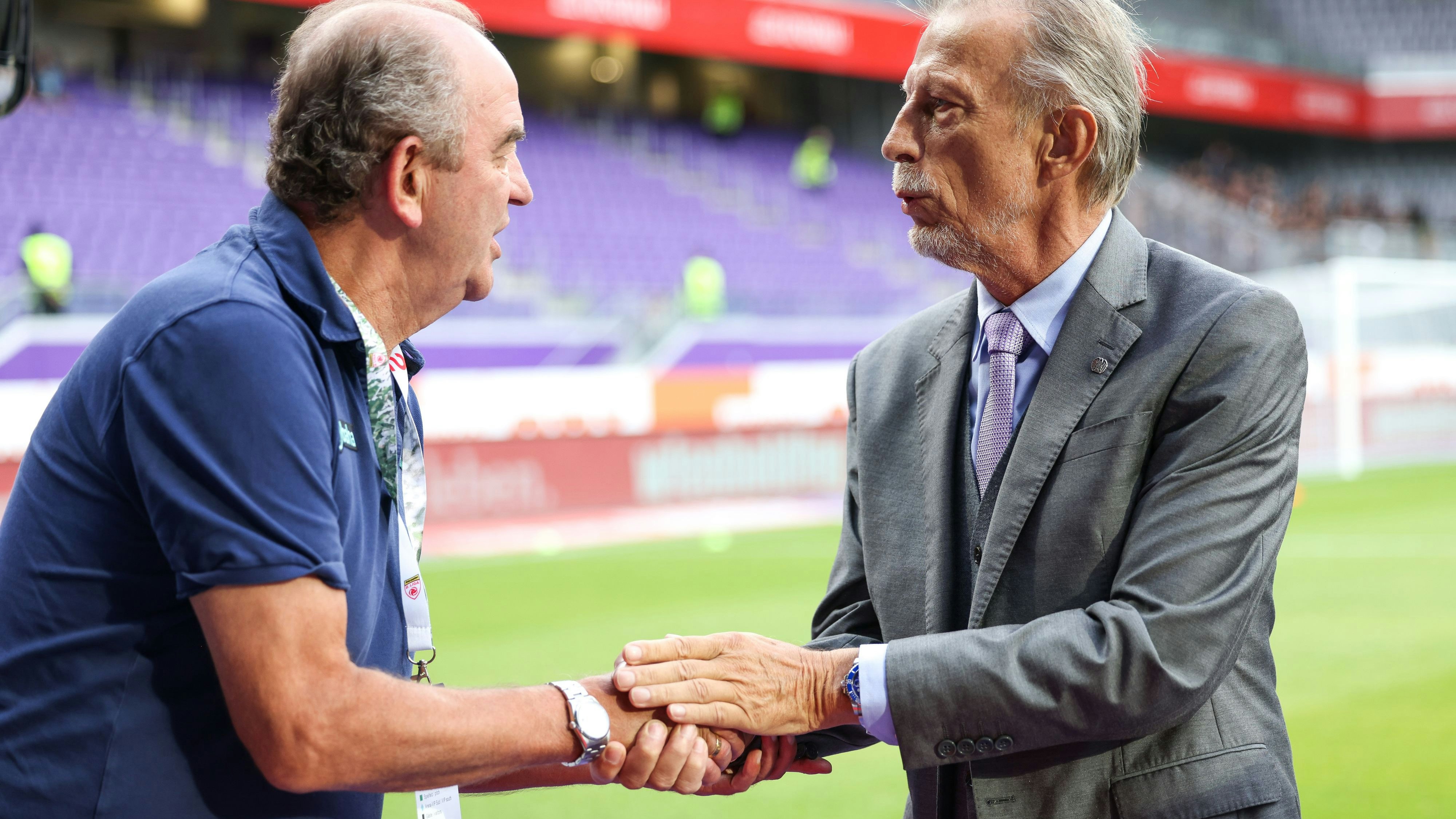 Herbert Prohaska mit Christoph Daum – vergangenes Jahr besuchte der ehemalige Erfolgstrainer seine alte Wirkungsstätte.