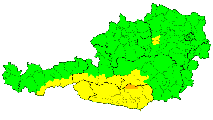 Die aktuelle Übersicht über die Unwetterwarnungen in Österreich.