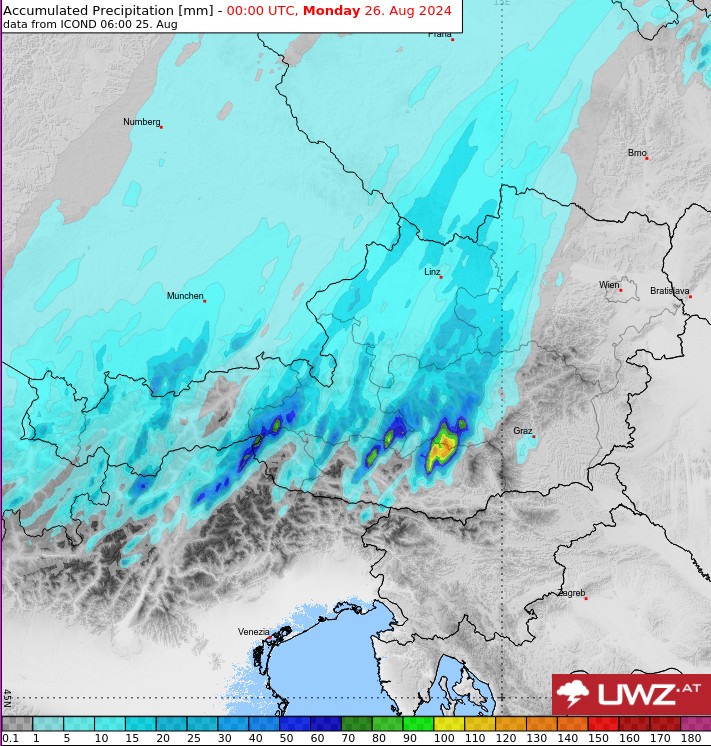 In Teilen Kärntens bildeten sich am Sonntagabend starke Gewitter.