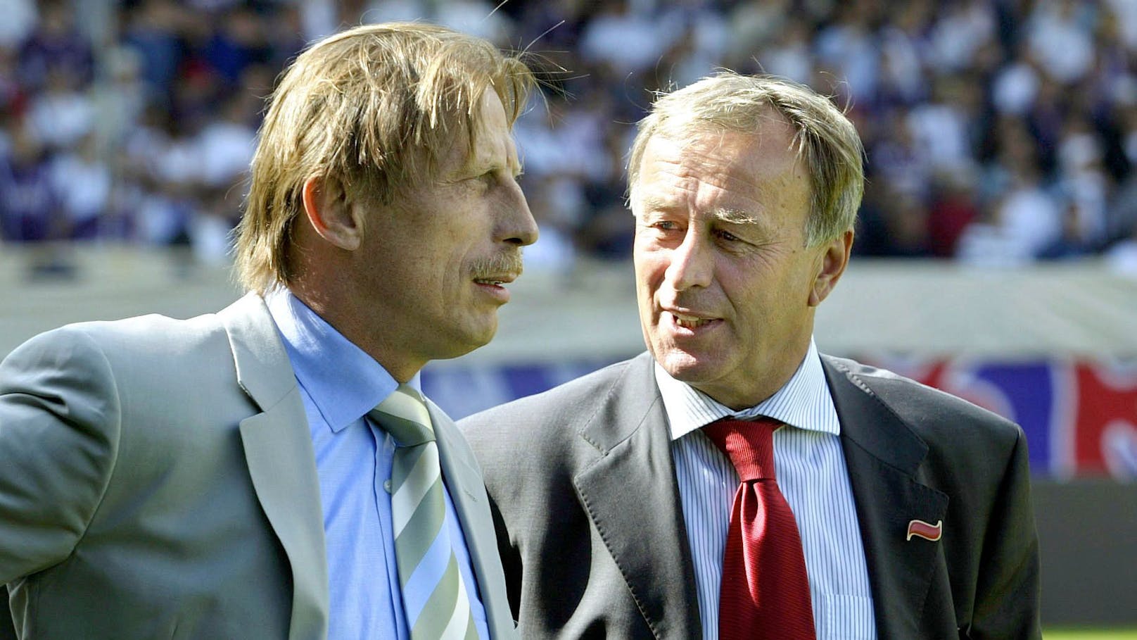 Die Wiener Derby-Trainer Christoph Daum und Rapid-Trainer Josef Hickersberger.