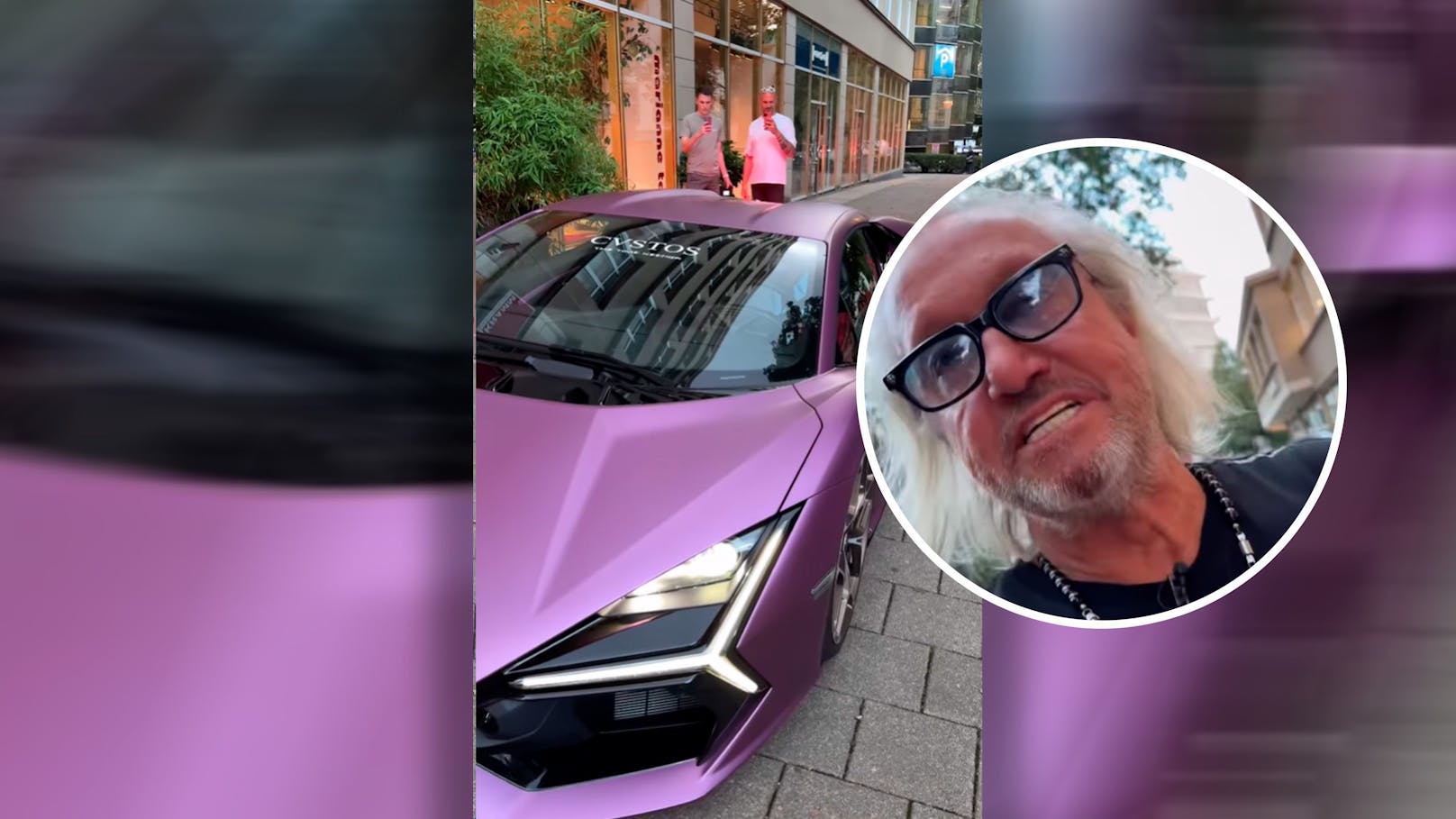 Geiss parkt Lambo am Gehweg, ist böse als Polizei kommt