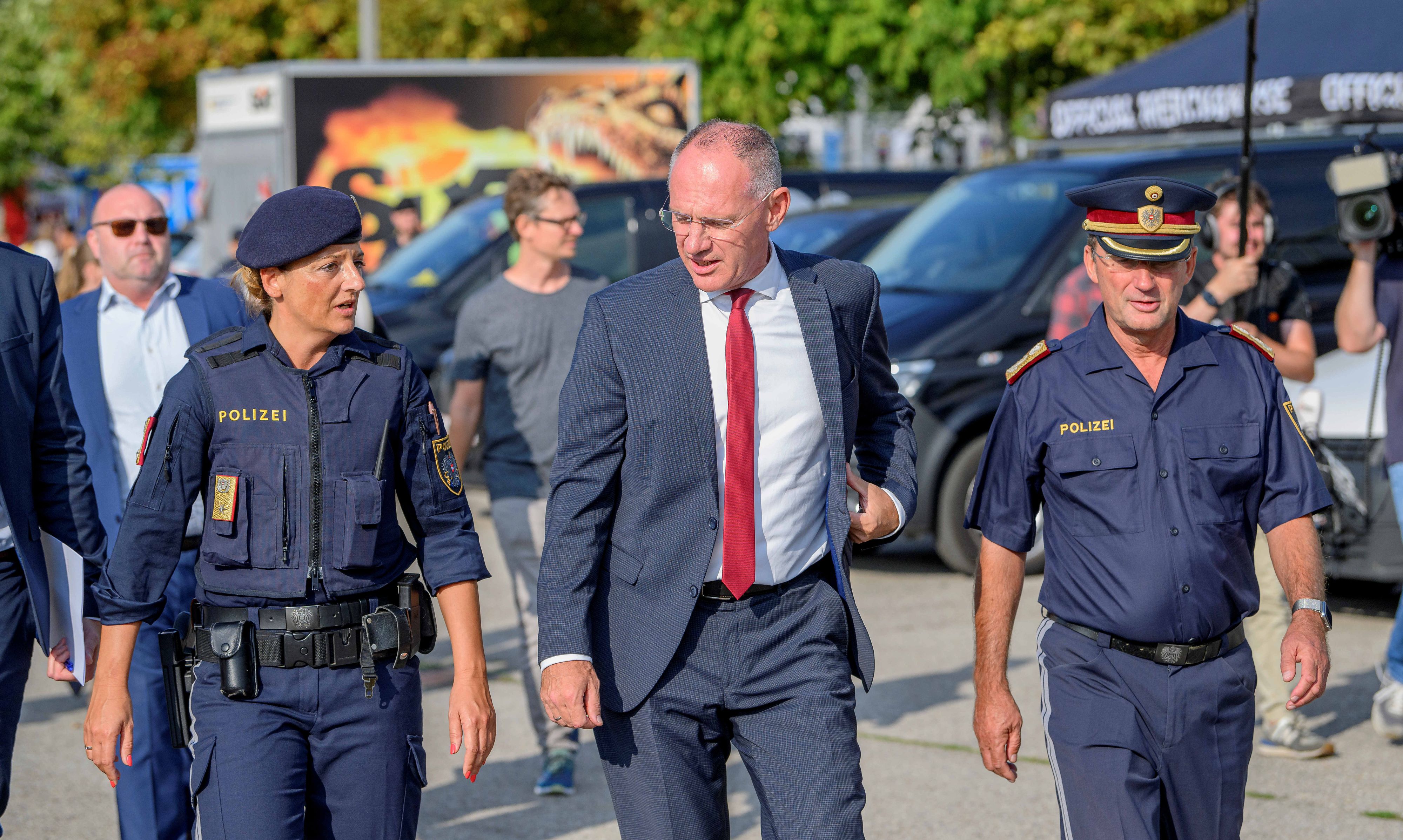 Brigadier Xenia Zauner und Innenminister Gerhard Karner zogen in einer Pressekonferenz am Montag Bilanz. 