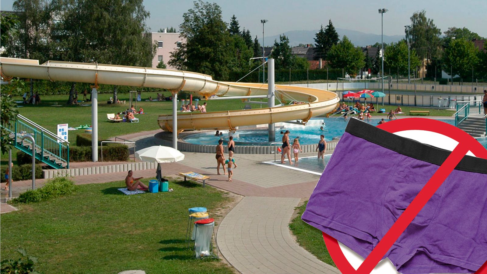 Immer mehr Bäder machen auf das Verbot aufmerksam. Auch im Linzer Schörgenhub-Bad muss die Unterhose weg.