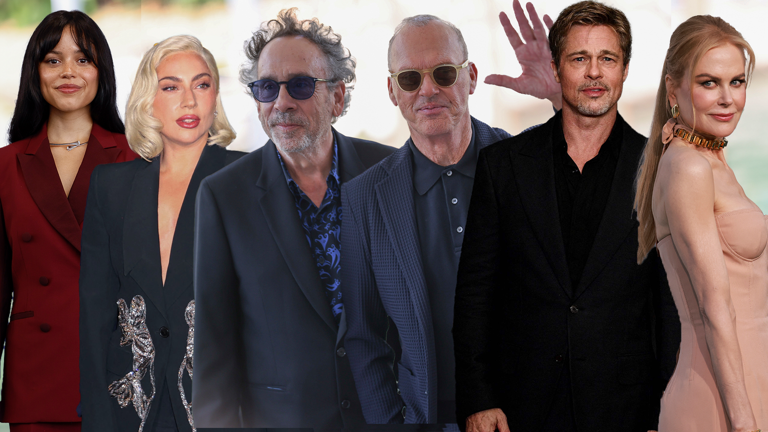 Jenna Ortega, Lady Gaga, Tim Burton, Michael Keaton, Brad Pitt, Nicole Kidman (v. l.) und viele weitere werden in Venedig erwartet.