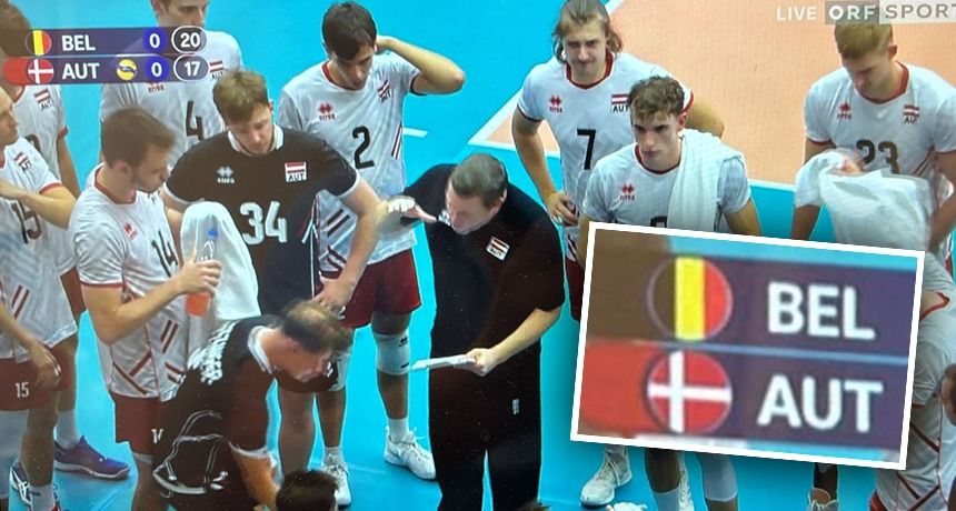 Österreich wurde mit Dänemark-Flagge gezeigt.